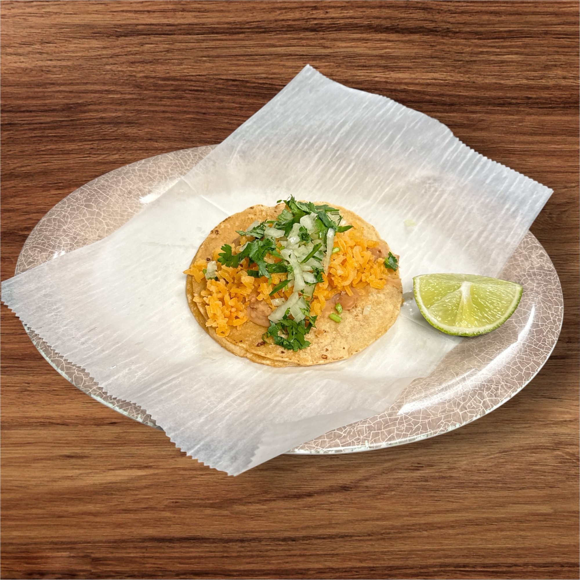 Taco Rice and Beans/ Taco de Arroz y Frijoles