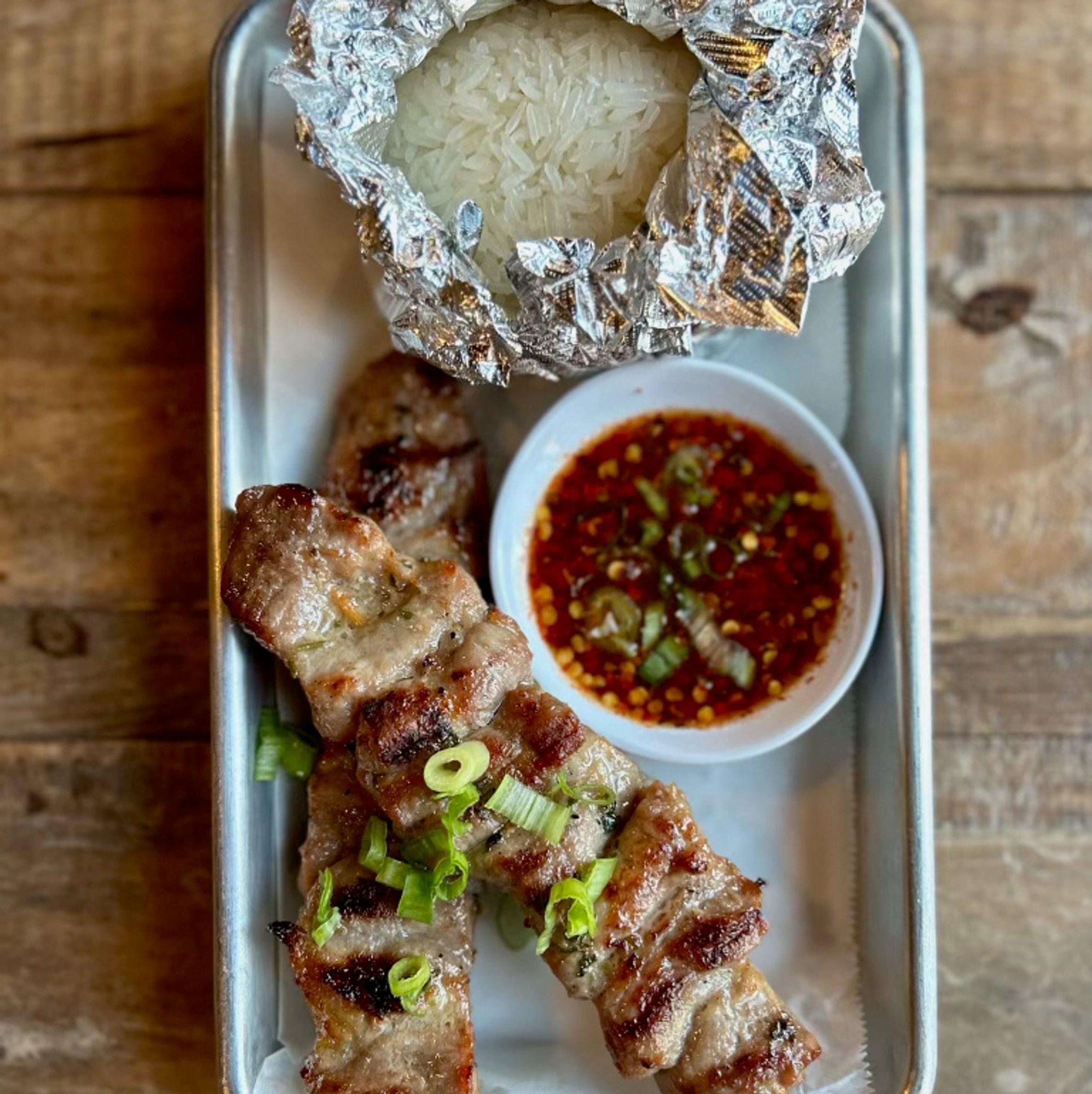Pork Skewers W/ Sticky Rice
