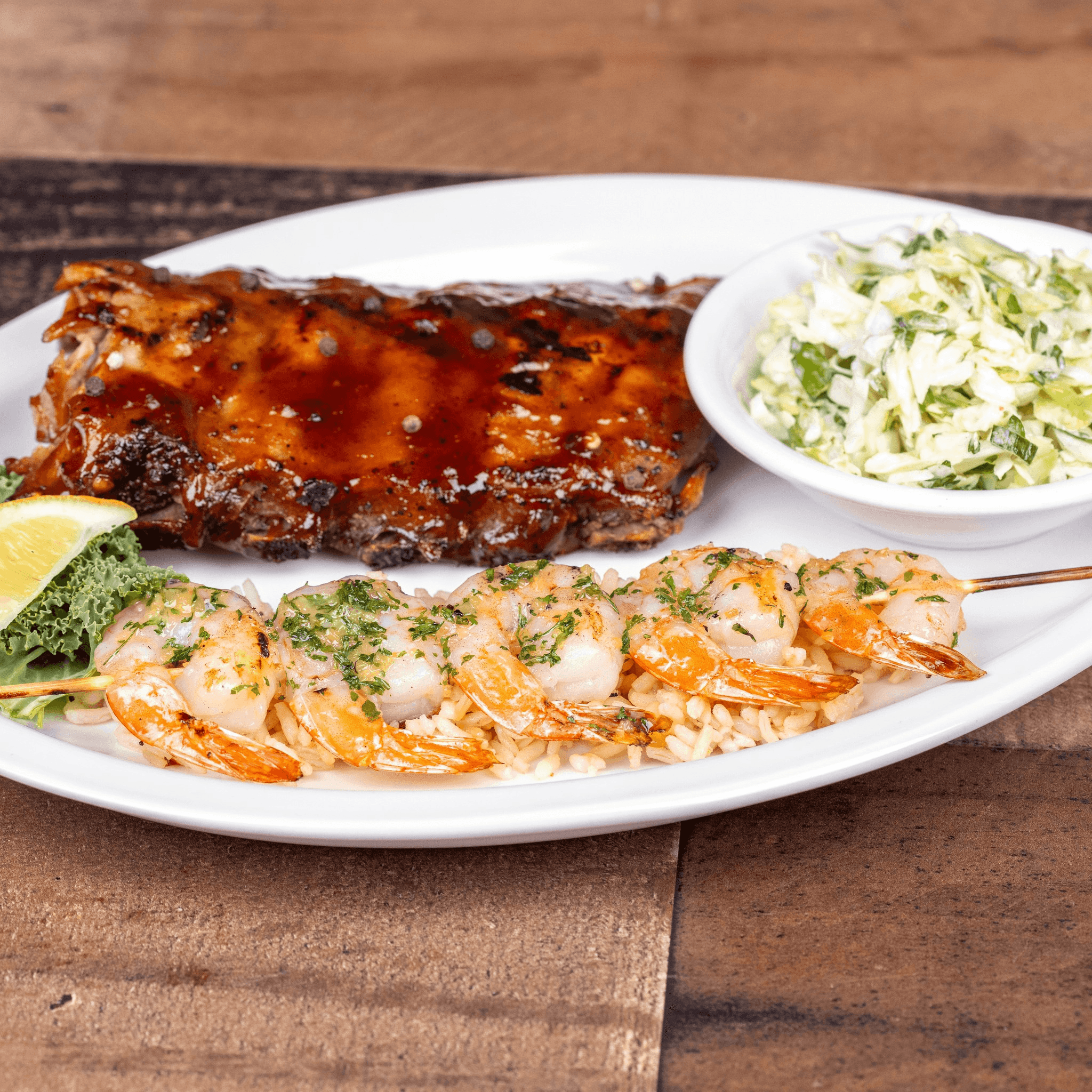 Half Rack Of Ribs And Shrimp Combo