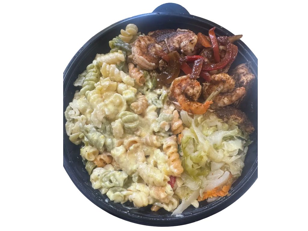 Jerk Breast & Shrimp with Rasta Pasta