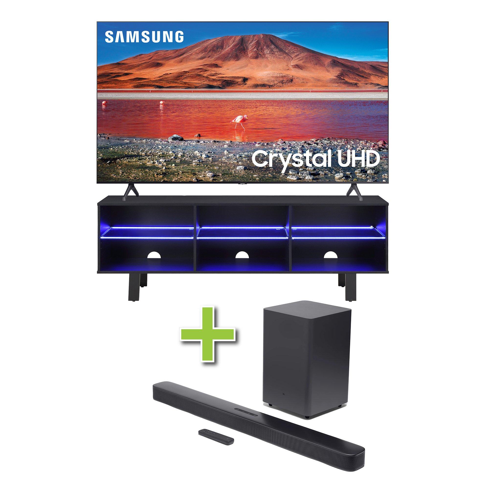 65" Samsung TV w/ Soundbar & TV Stand