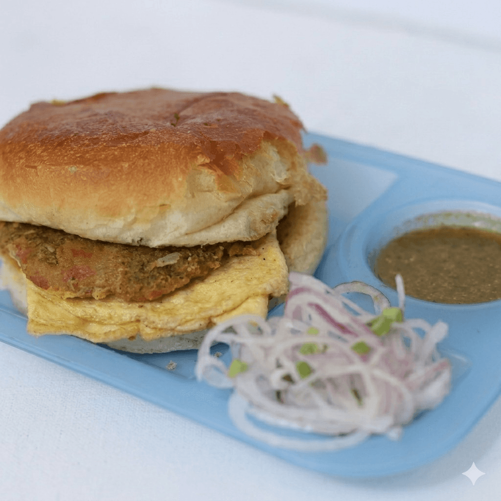 Bun Kabab with Fried Egg