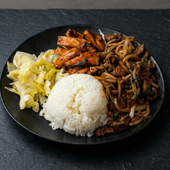 Teriyaki Chicken with Mongolian Beef