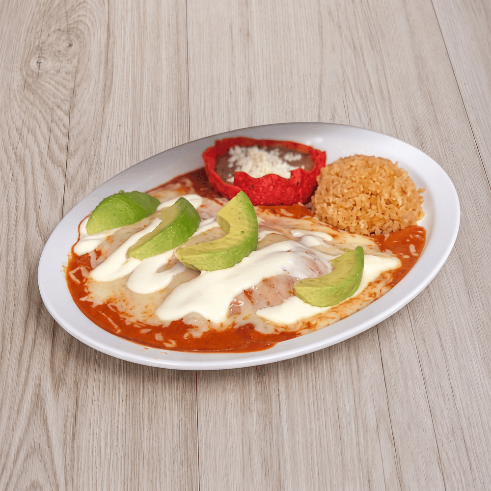 Enchiladas Rojas Plate carne desebrada