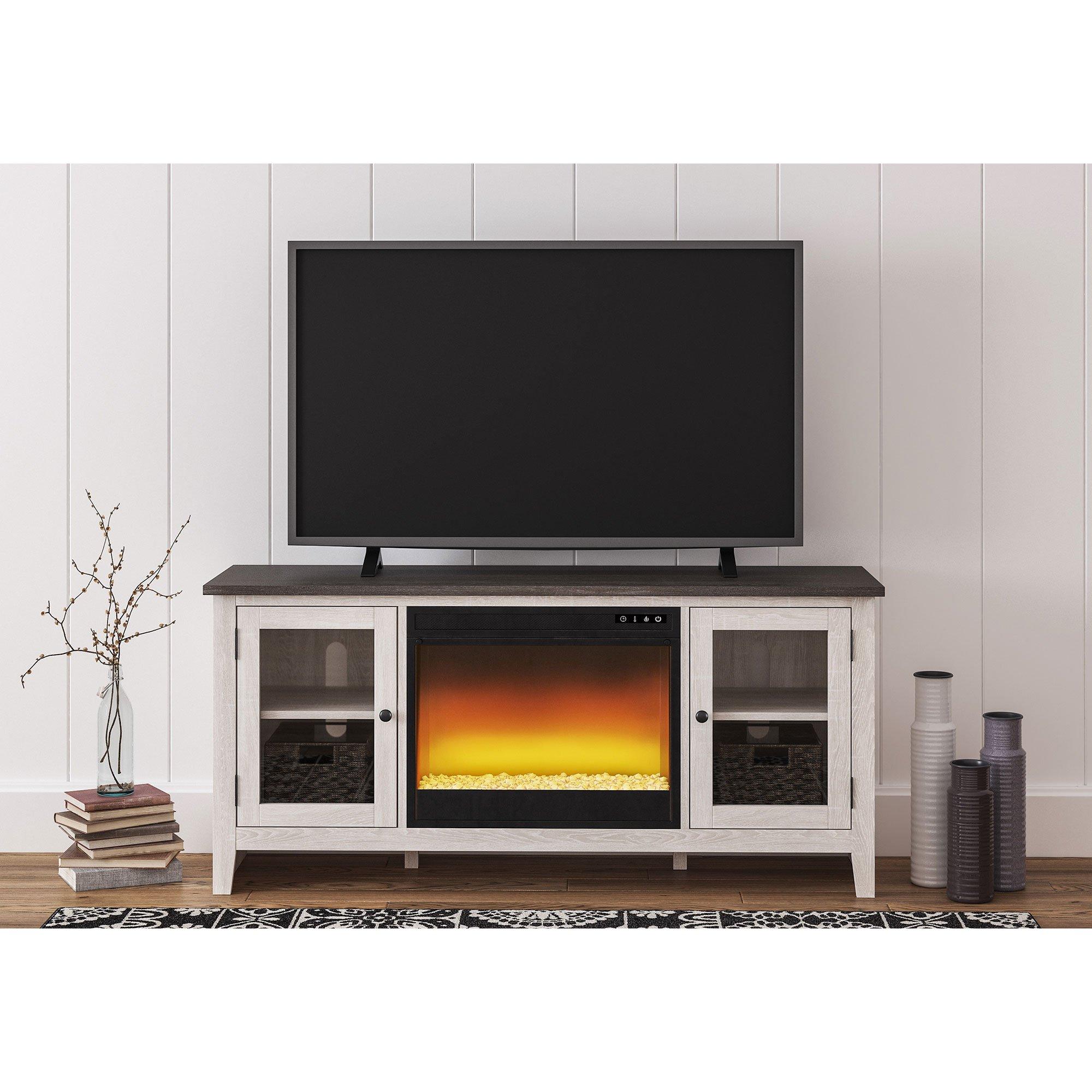 60" Dorrinson X-Large TV Stand w/ Glass Fireplace