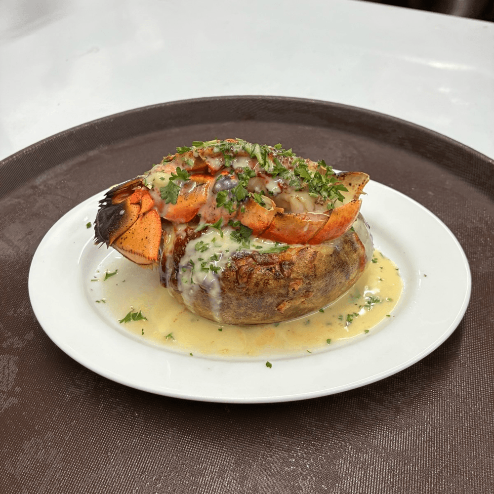 Seafood loaded potato