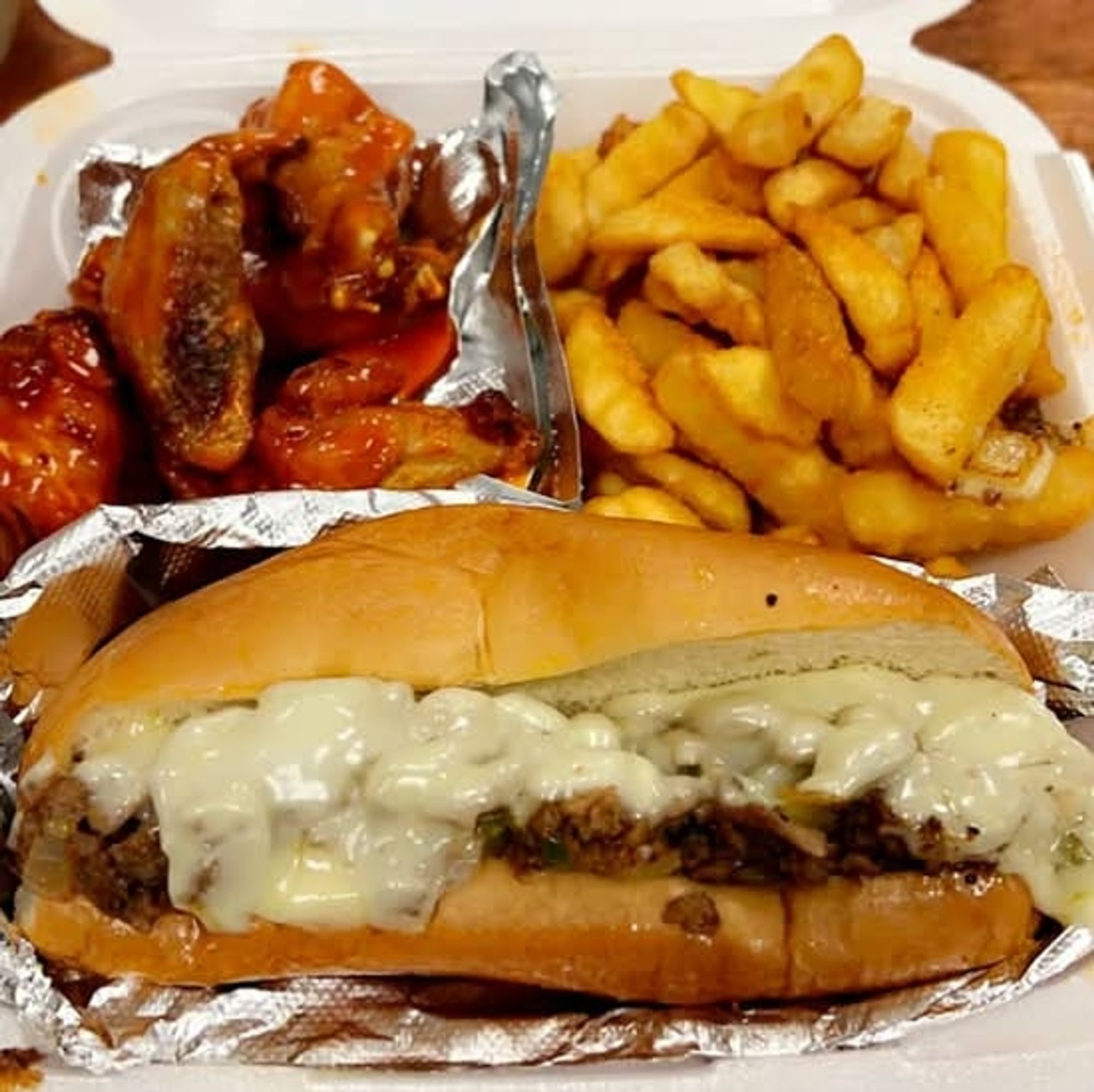 Chicken Philly Cheese Steak 6 Wings & 1 Side