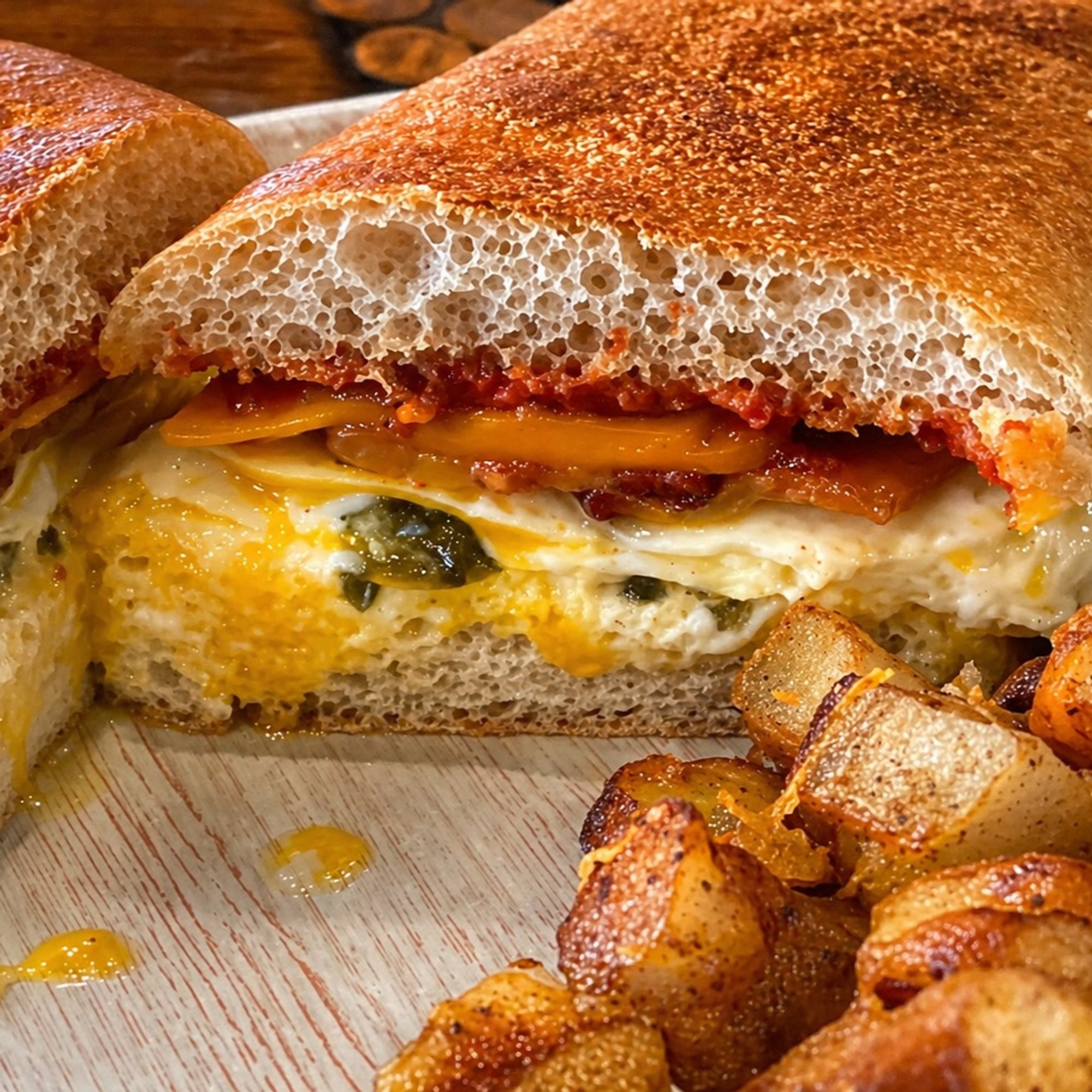 Spicy Bacon Ciabatta Combo -voted best breakfast sandwich in Texas