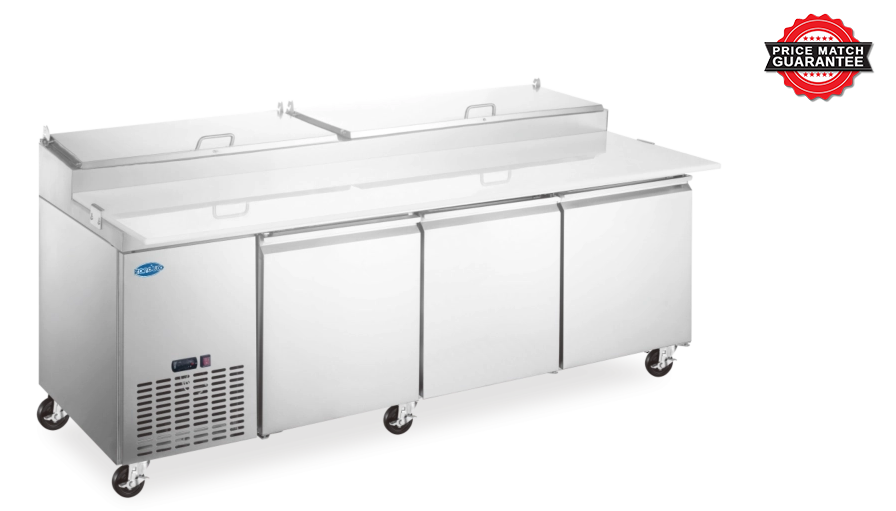 Zanduco 92" 3 Door Refrigerated Pizza Prep Table 31 cu.ft.