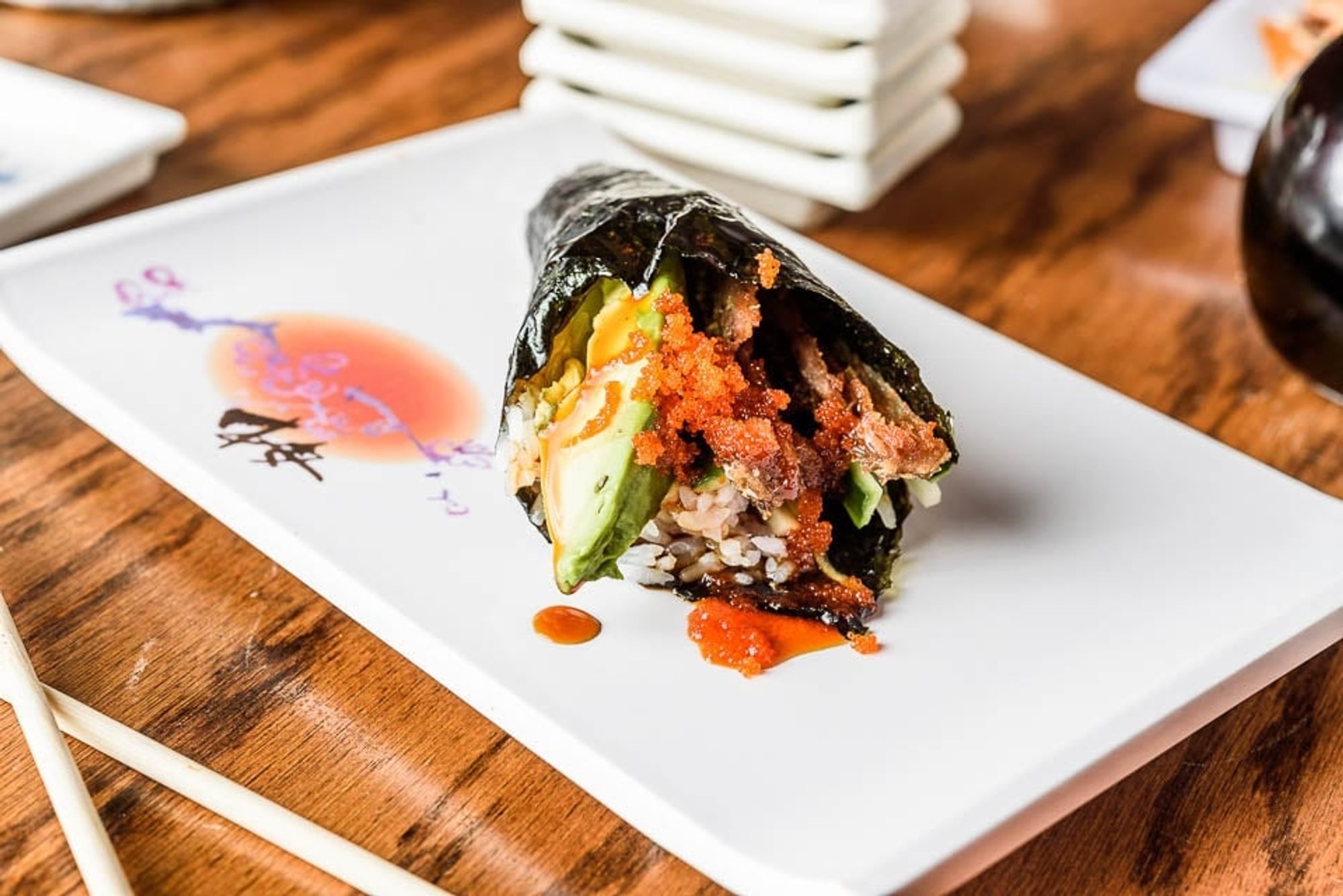 Salmon Skin Handroll •