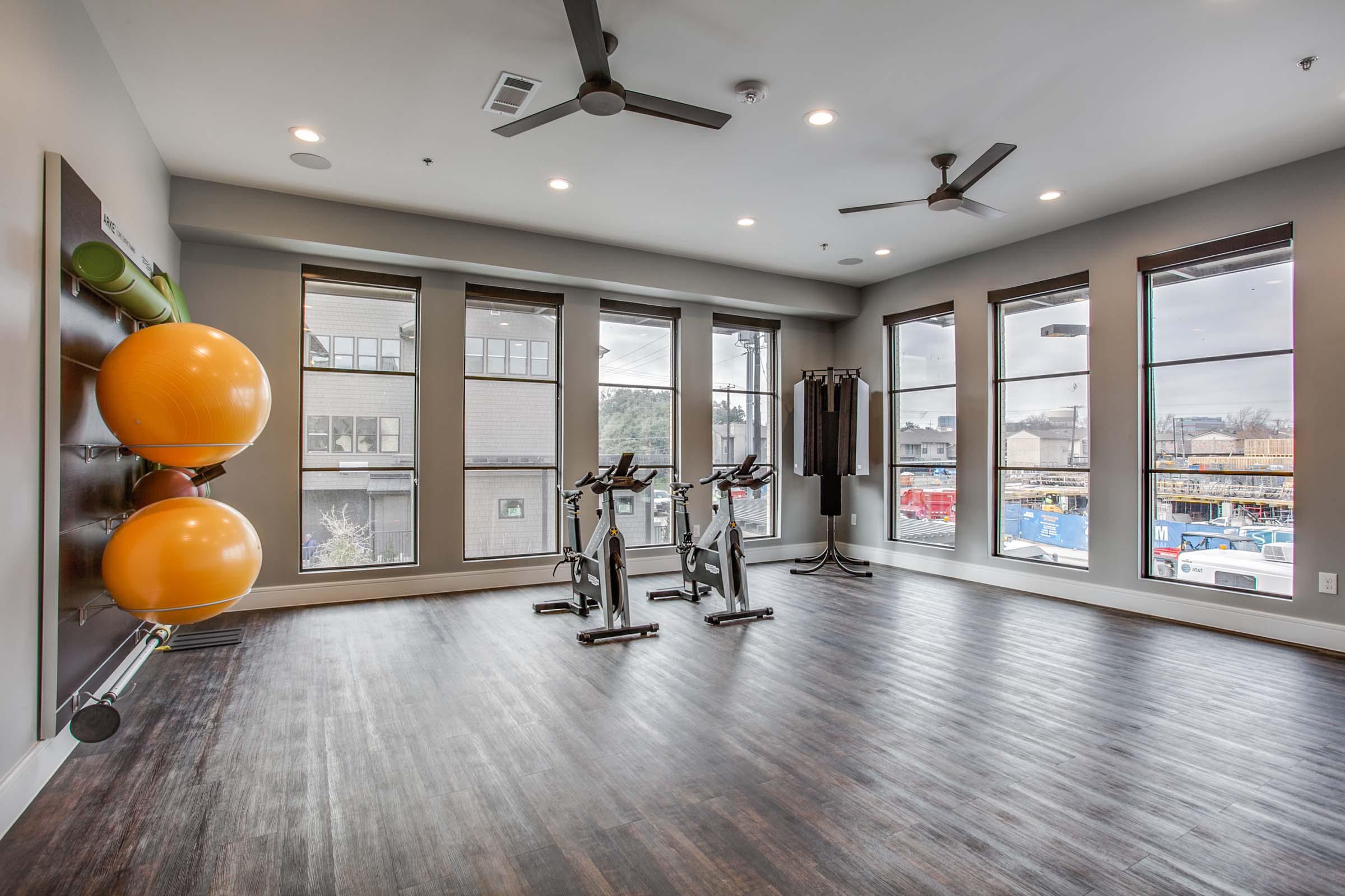 Villas side yoga studio with spin bikes