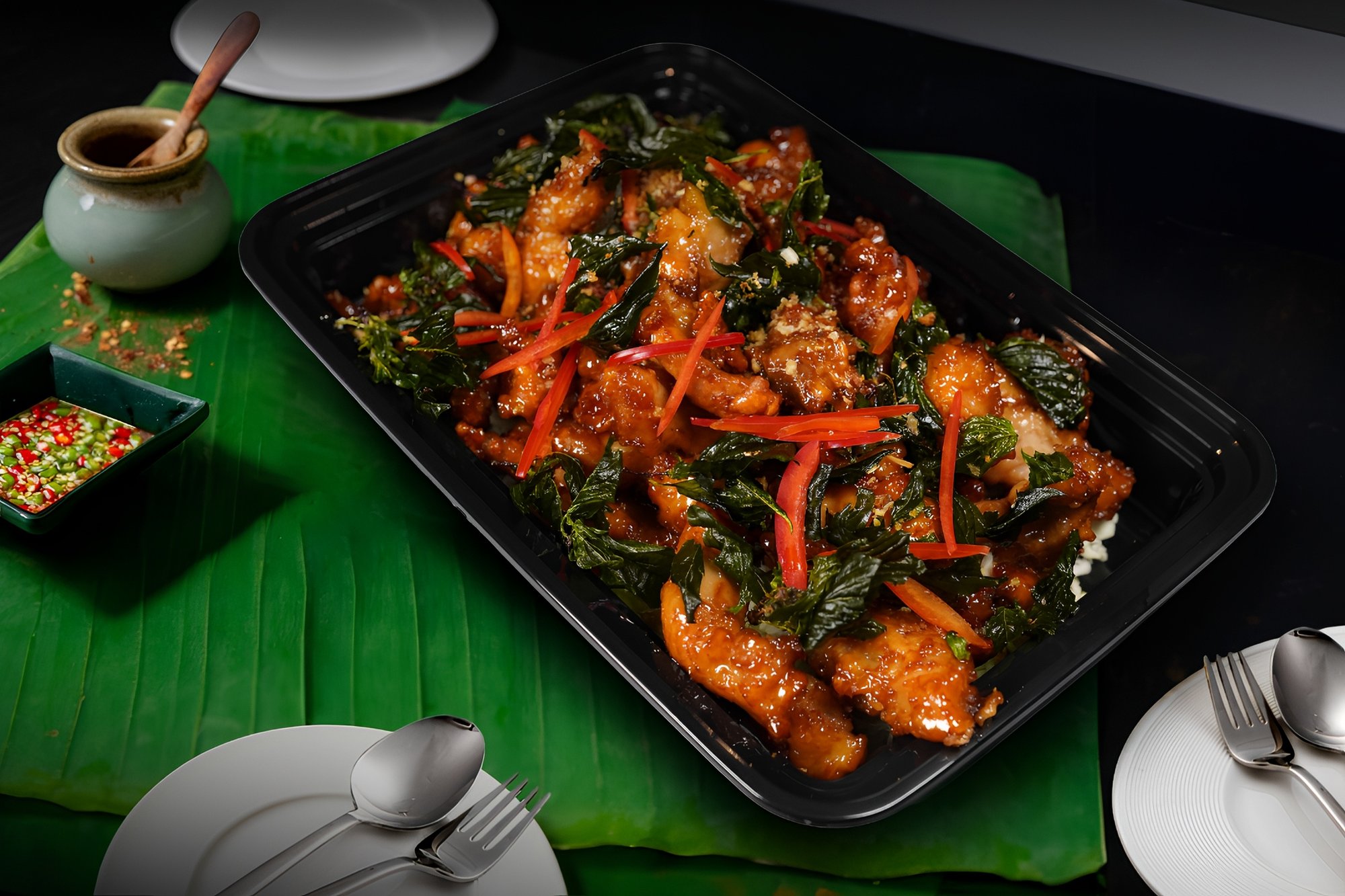 Party Size - Crispy Garlic Chicken with Jasmine Rice