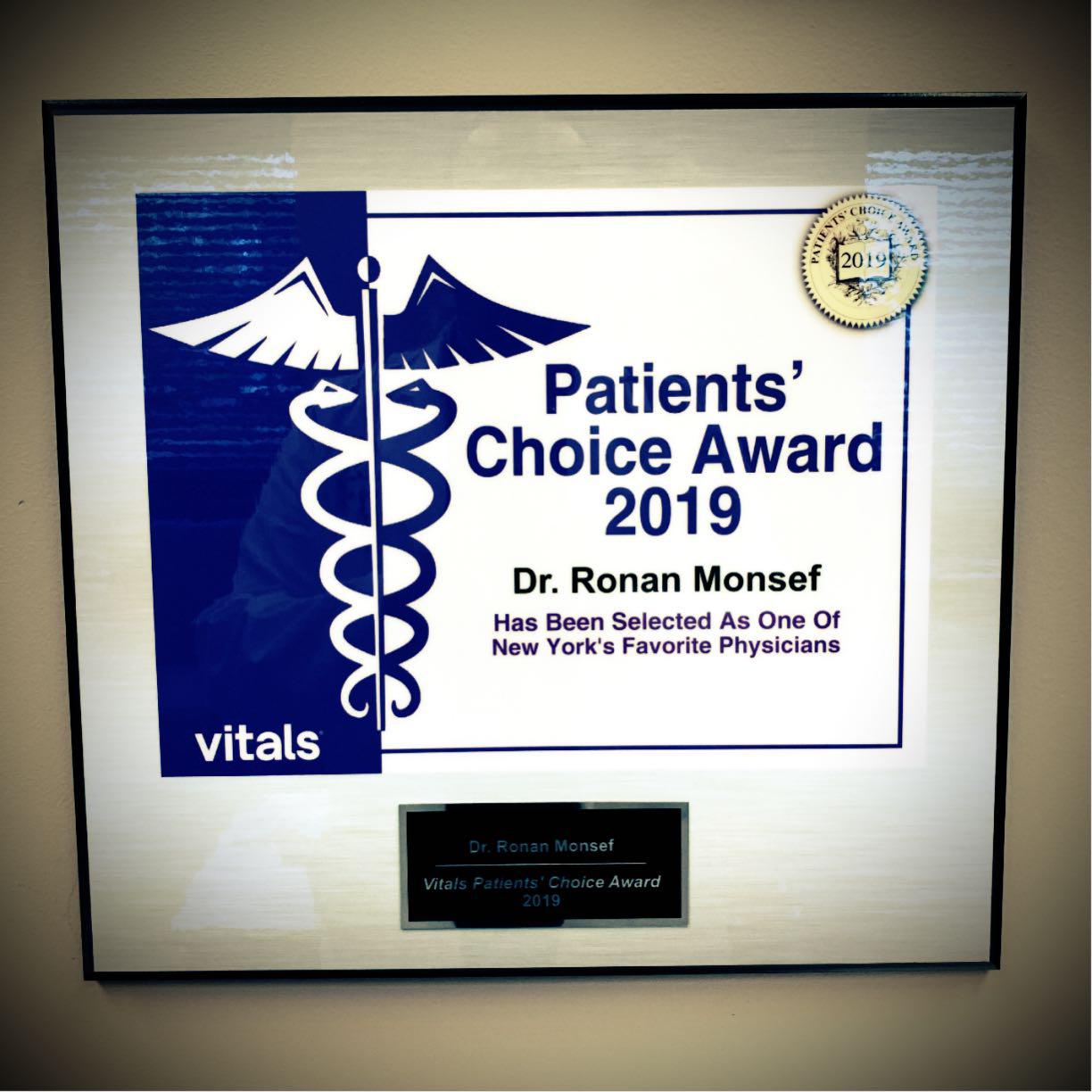 The highest honor a doctor can receive is one bestowed on him by his patients. I'm humbled and truly honored. Thank you to all my wonderful patients.