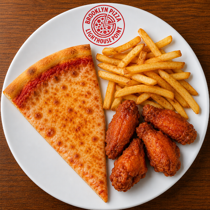 1 Slice Cheese, 5 Wings & Fries