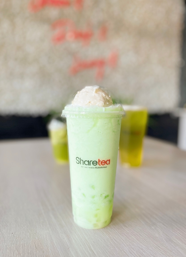 Green Apple Ice Blended with Crystal Boba & Ice Cream