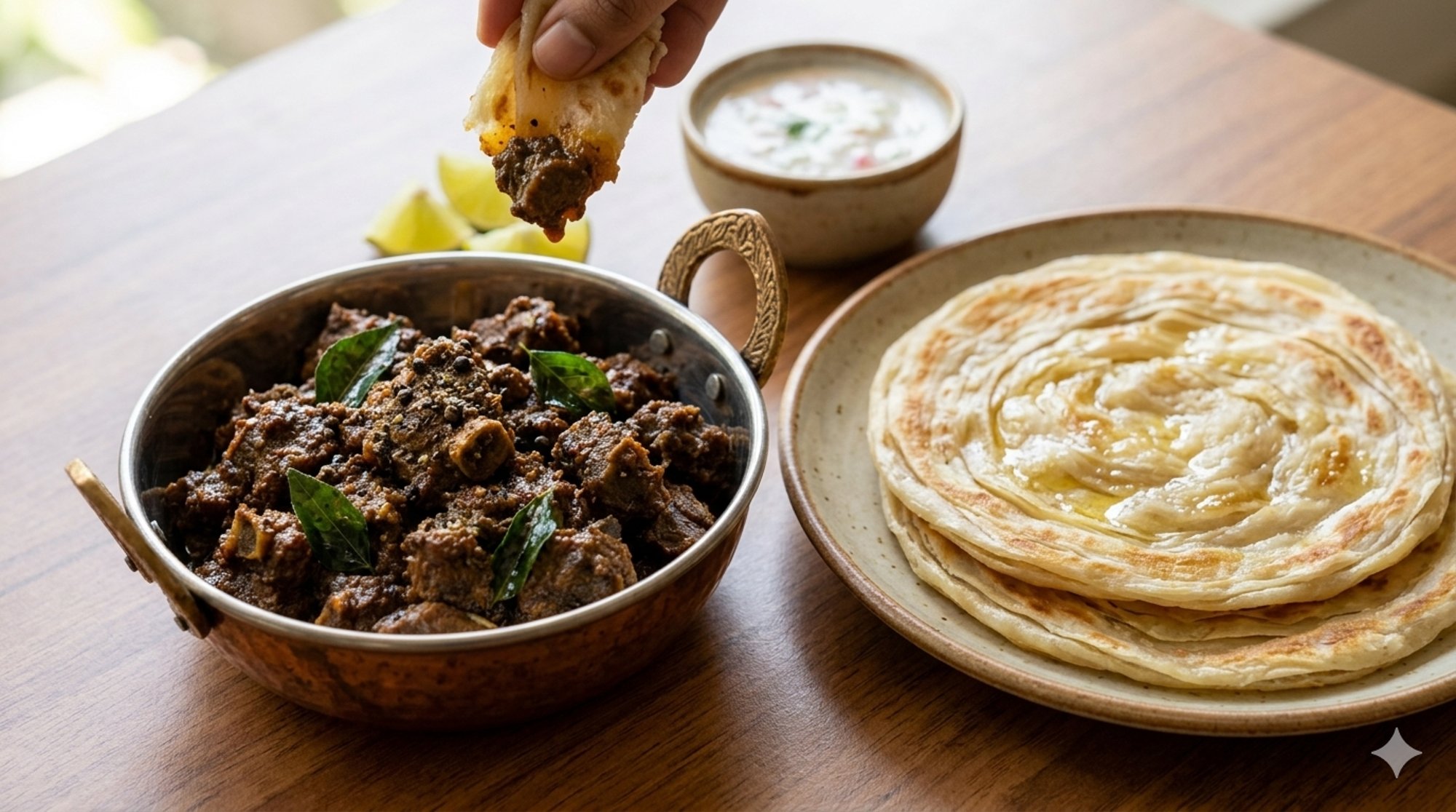 Lamb Pepper Fry With Malabar Paratha