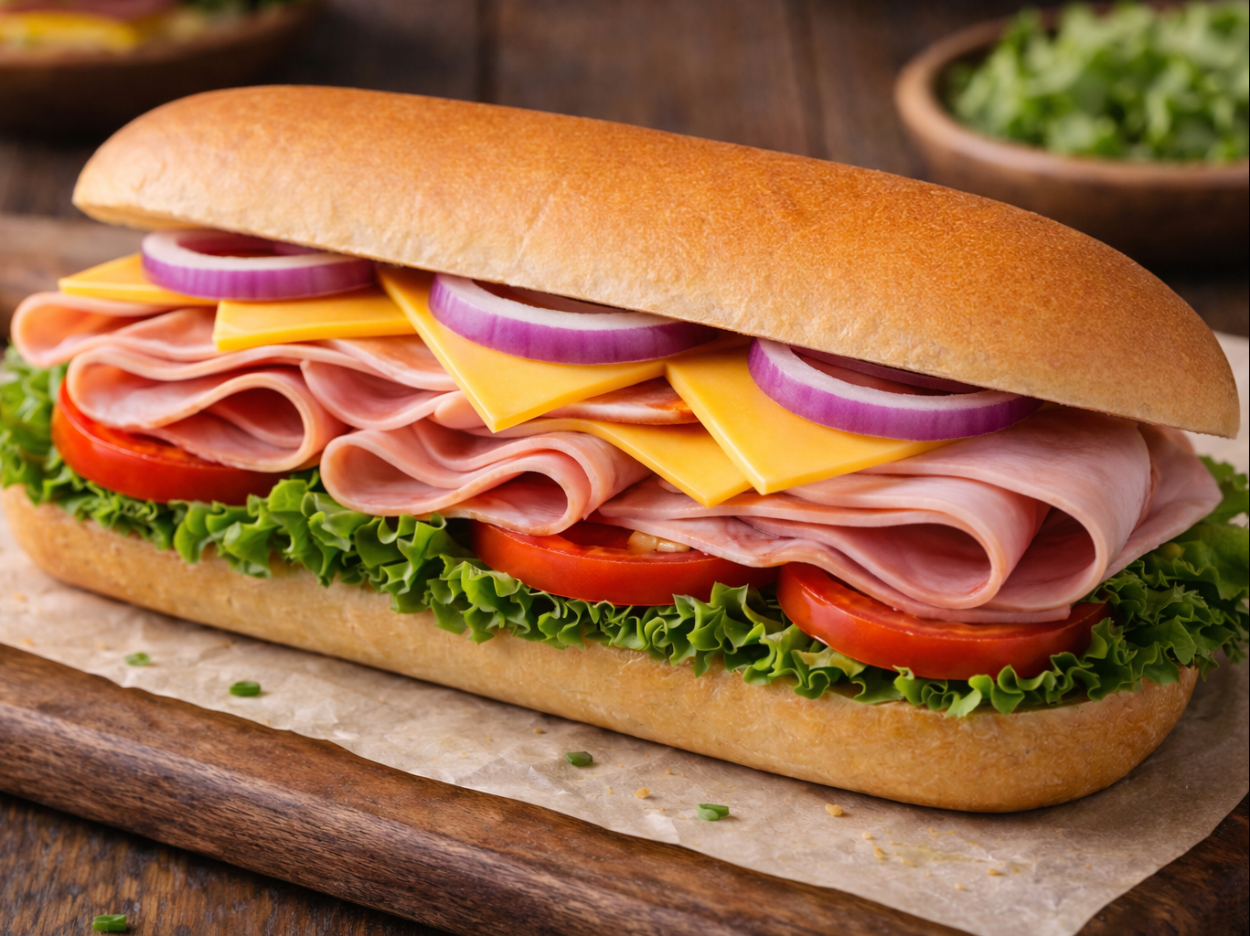 Ham & Cheese Sub Whole Loaf Bread