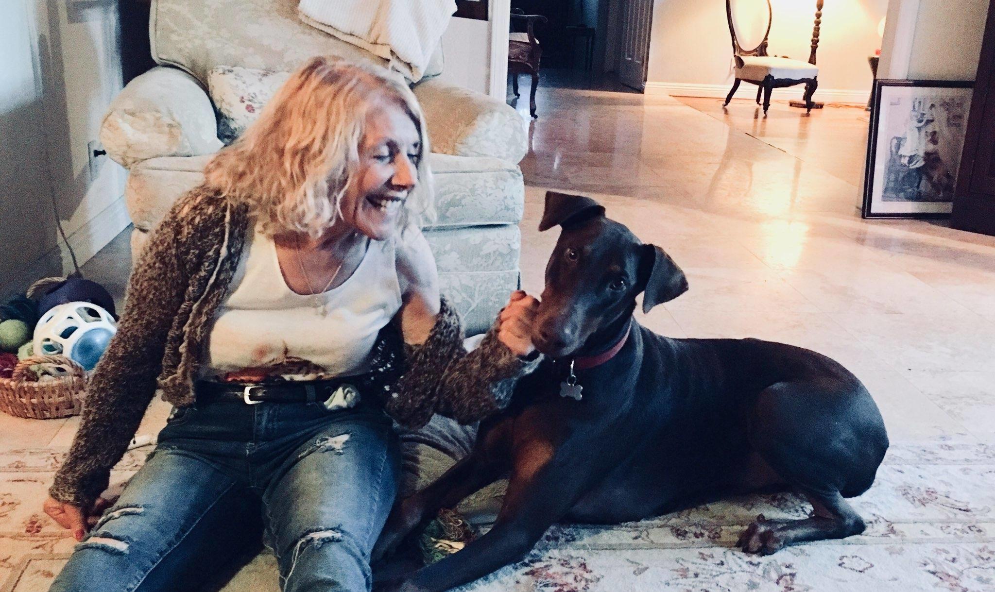 June (Owner) with her dog, Bleu