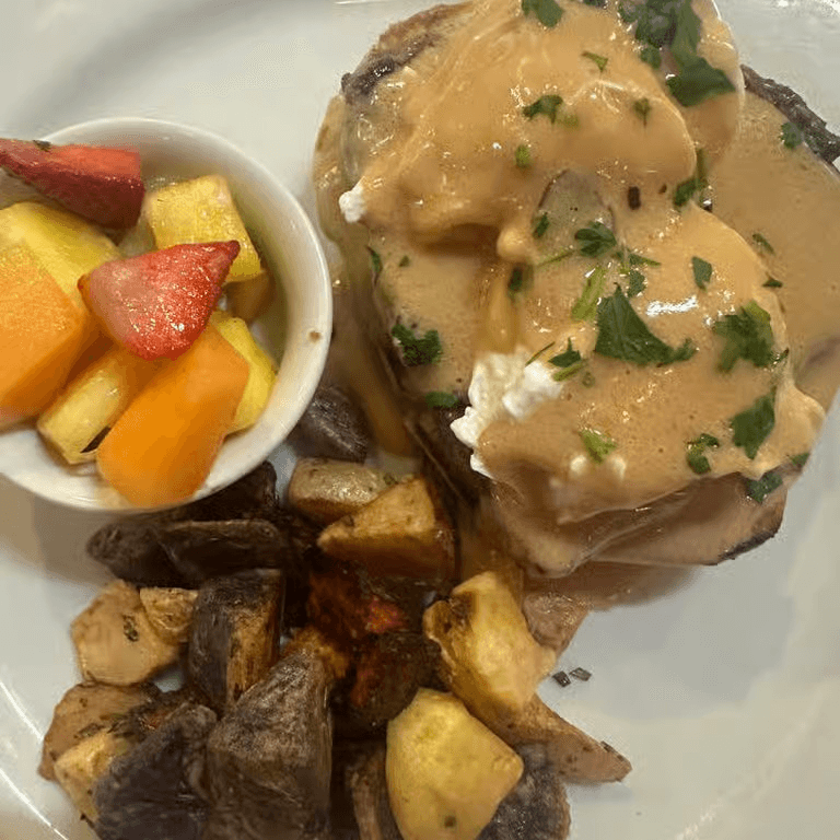 Angus certified rib eye steak benedict brunch