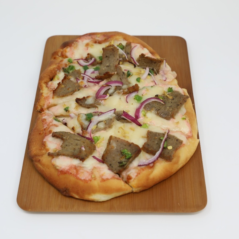 Spicy Lamb Kabob Naan Pizza