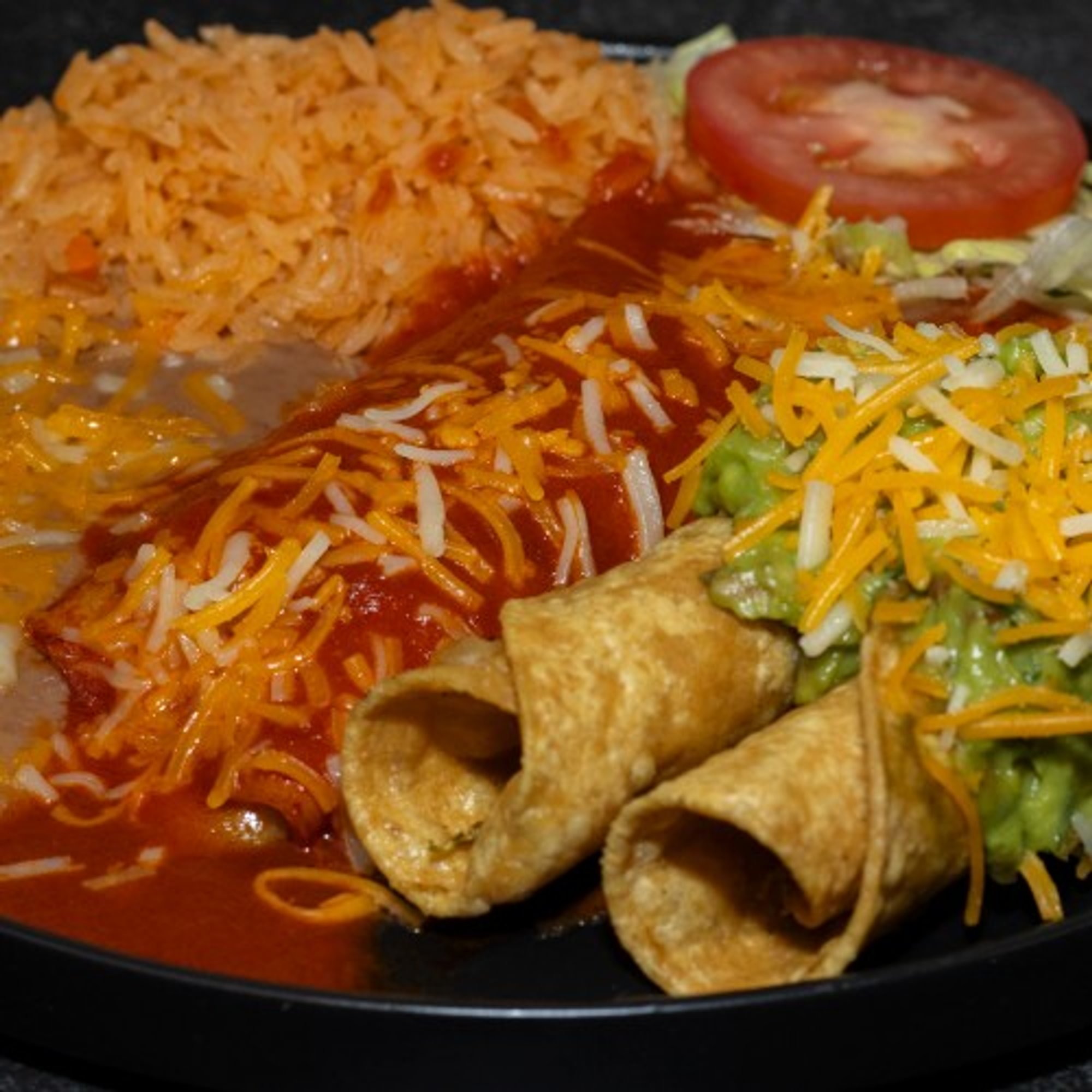 2 Rolled Taquitos, Enchilada Plate