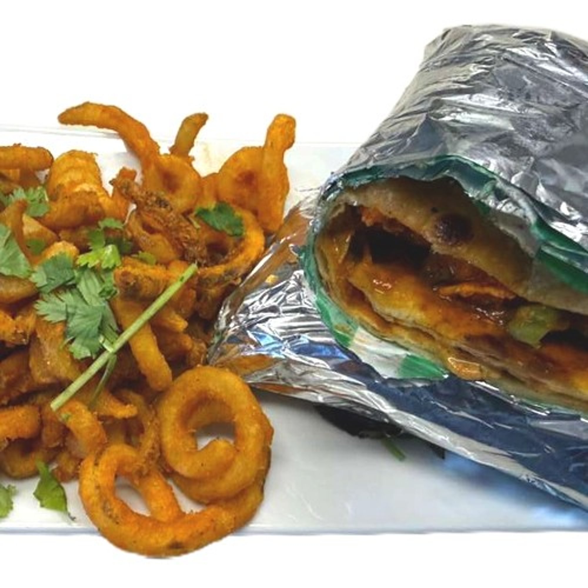 Chicken Tikka Kathi Roll & Fries