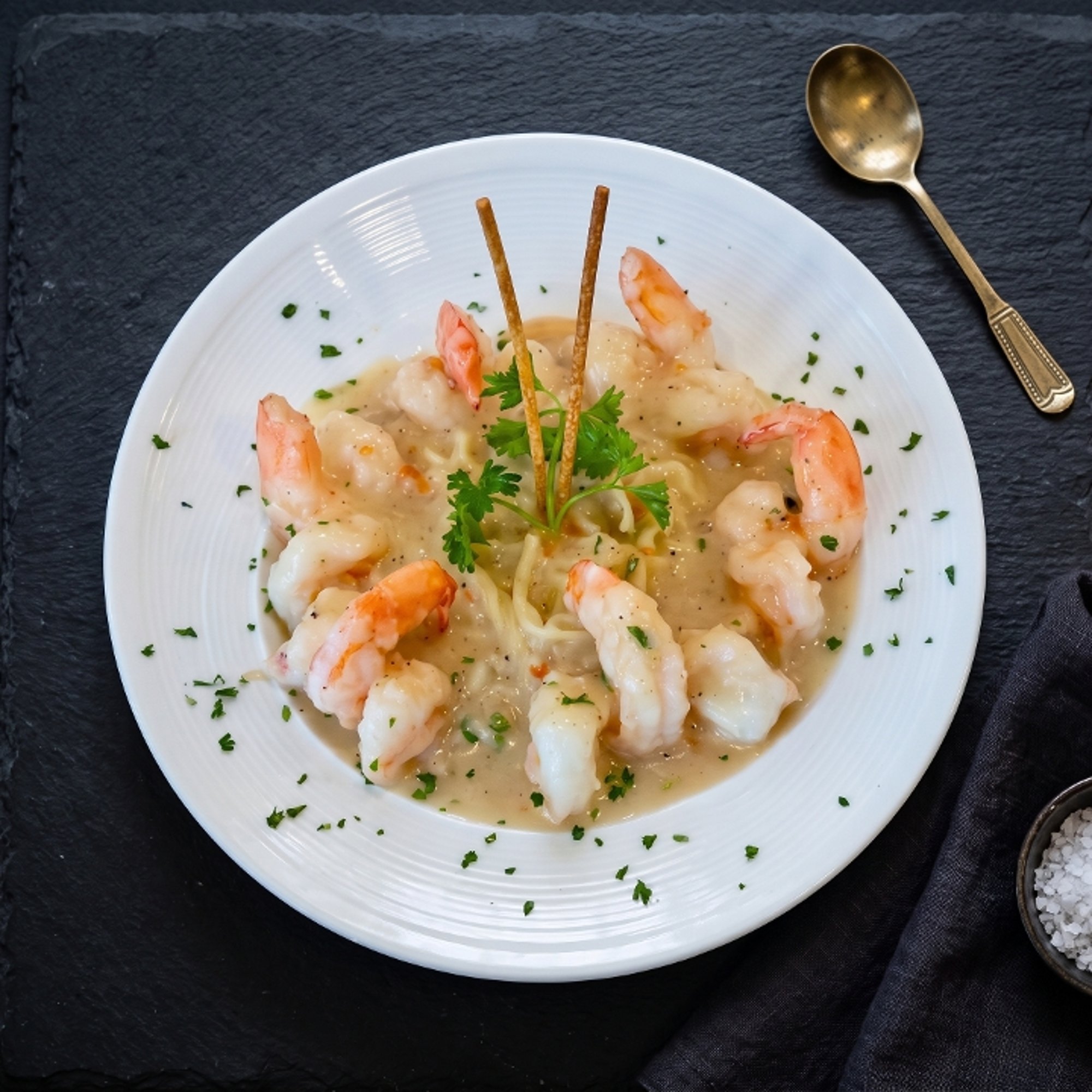 Shrimp Scampi over Angel Hair