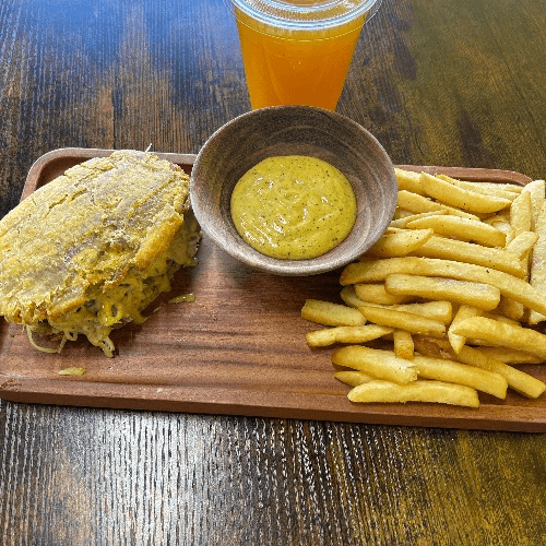 Combo of Fried Pork Plantain Sandwich