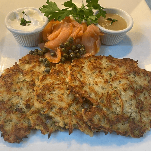 Smoked Salmon with Potato Pancakes