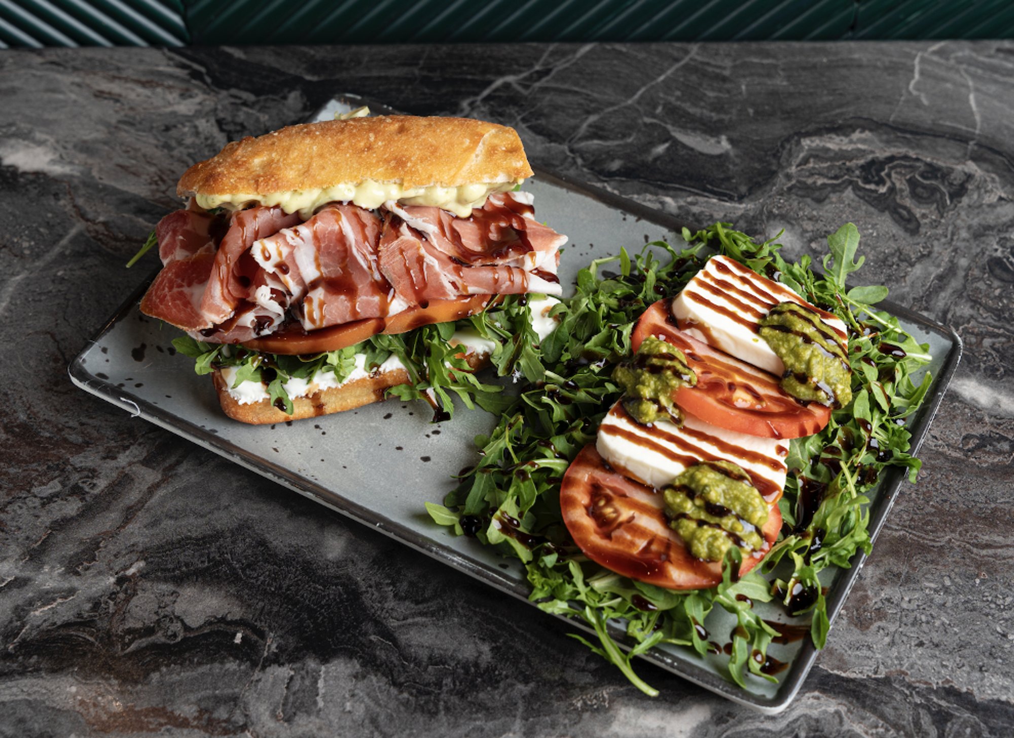 Half Sandwich & Caprese Salad
