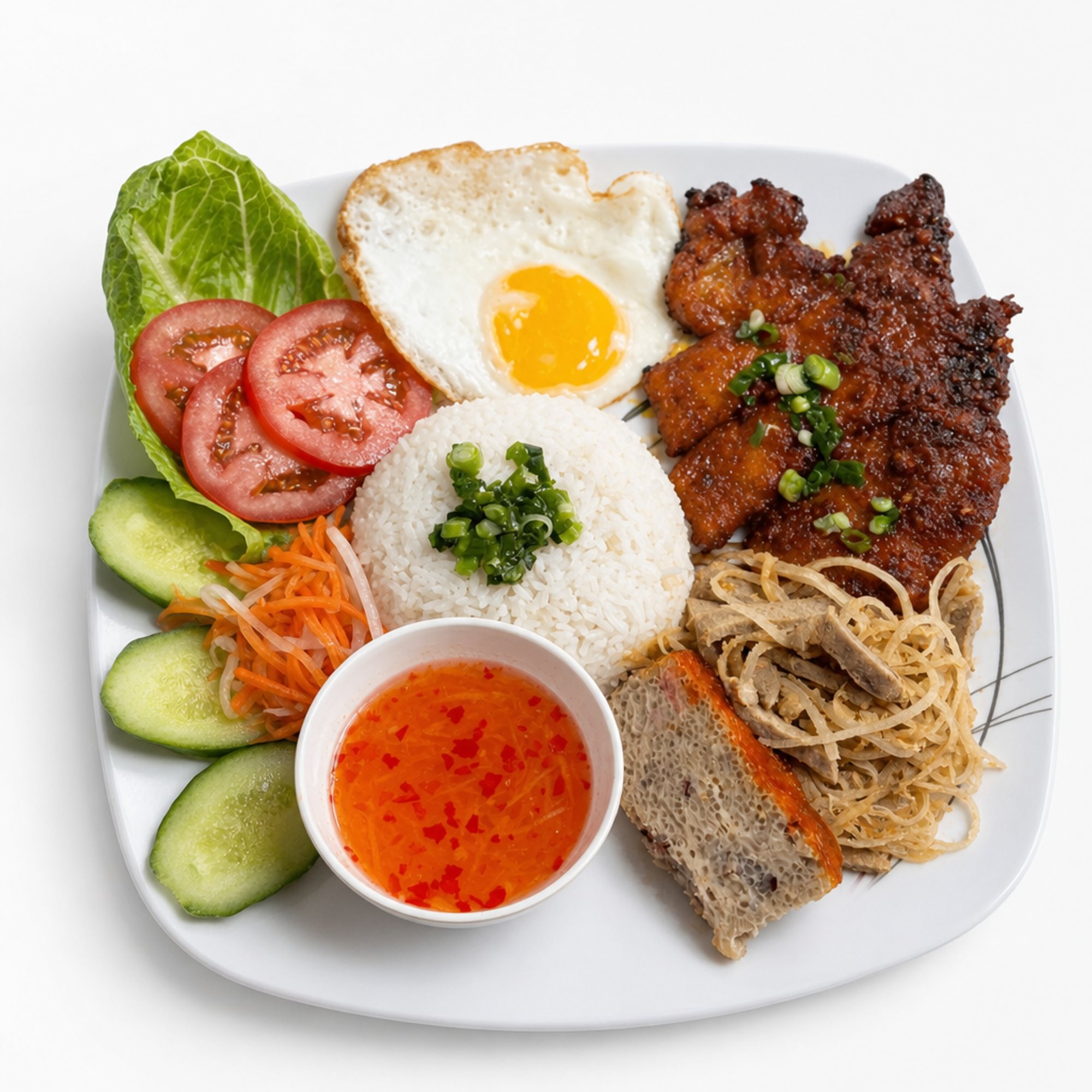 27. Cơm Sườn, Bì, Chả, Trứng (Deluxe Grilled Pork & Rice)