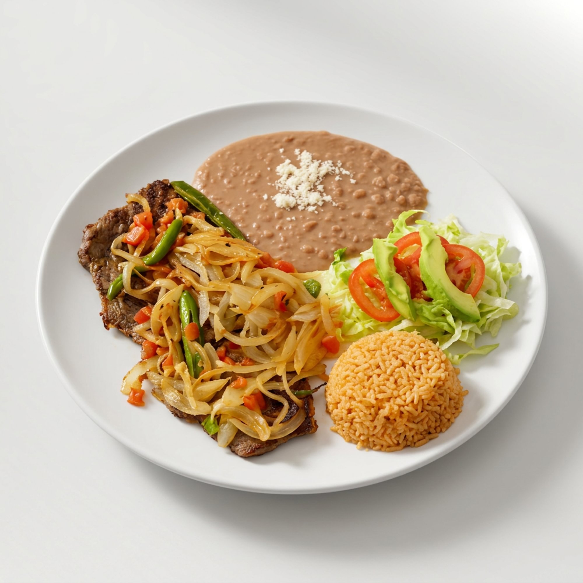 Bistek a la Mexicana o Ranchero (Mexican or Ranchero Steak) Plate