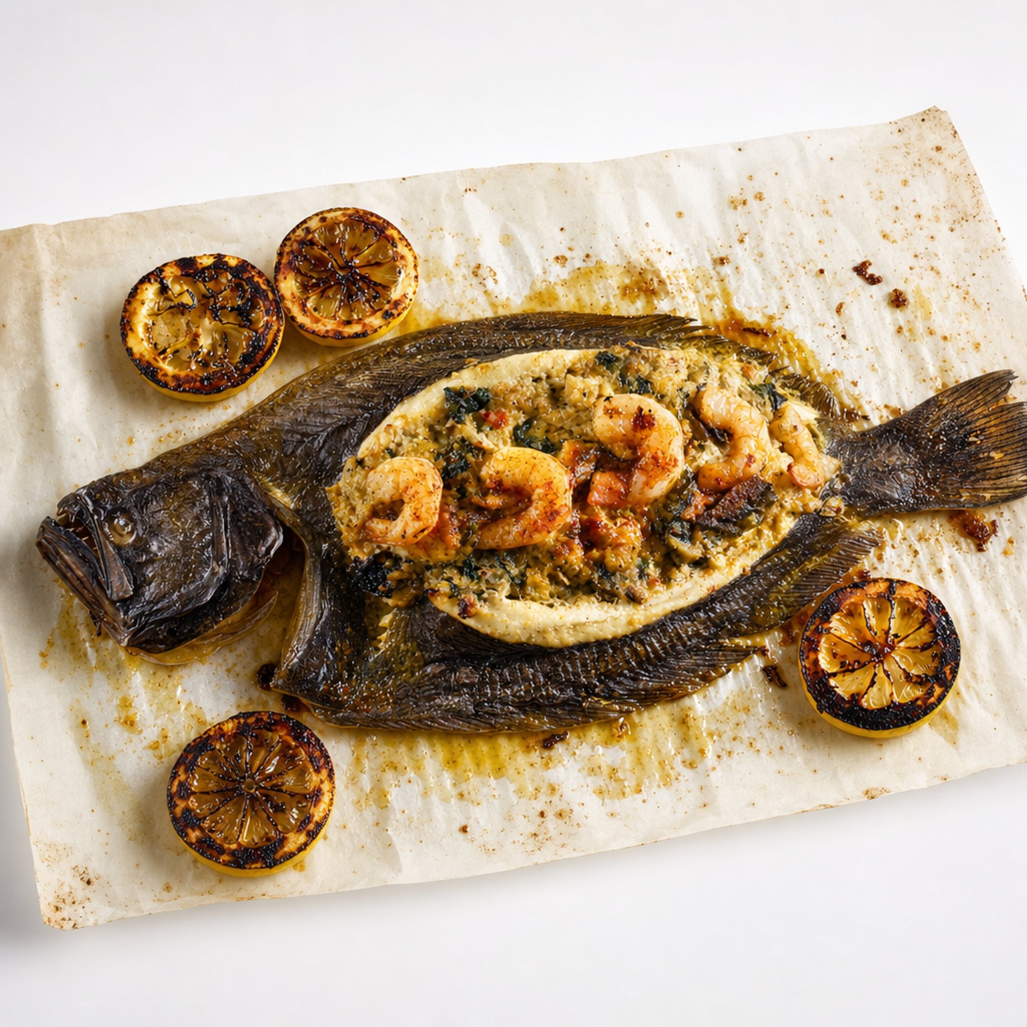 Broiled Stuffed Whole Flounder