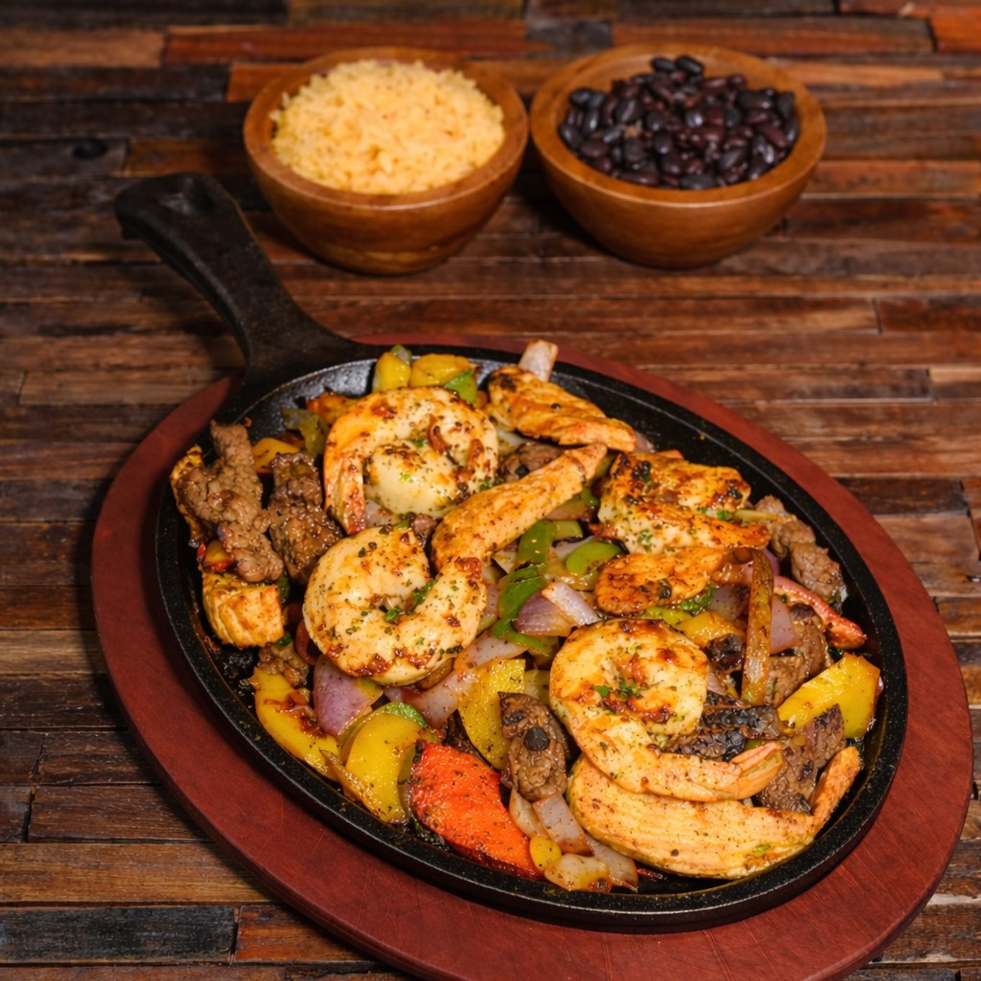 Chicken, Steak and Shrimp Fajitas