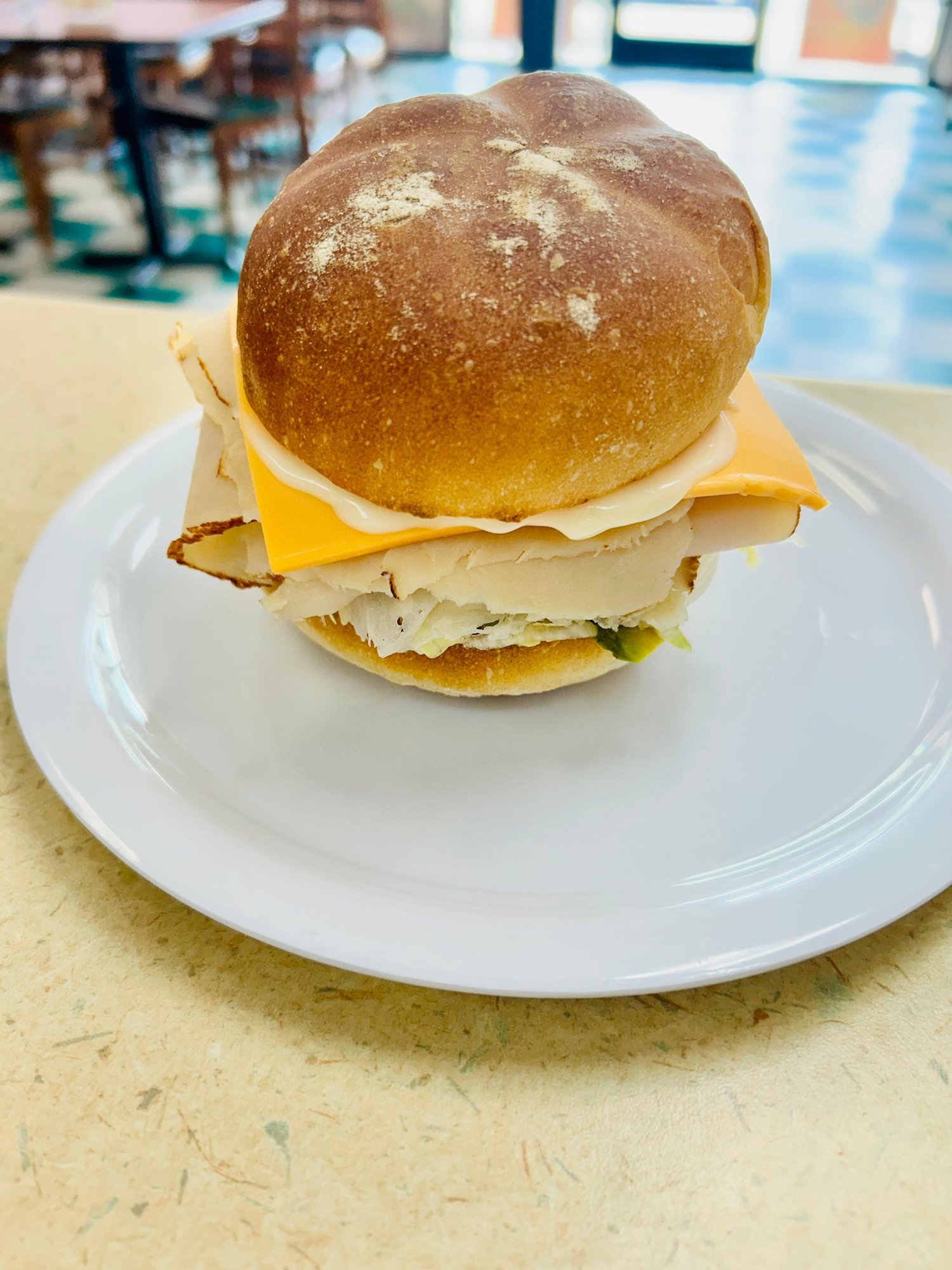 Turkey & Cheese on Brötchen Roll