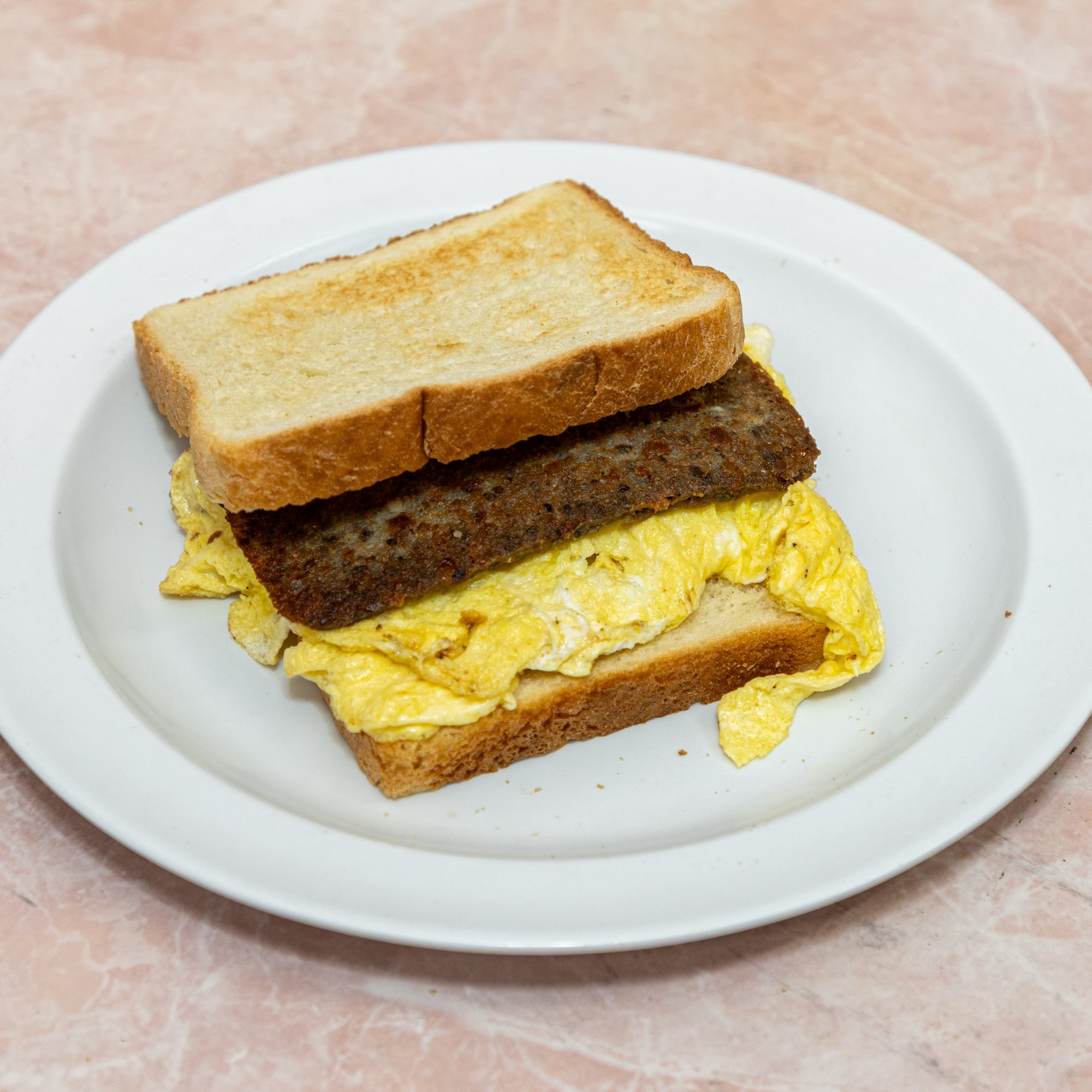 Scrapple Egg and Cheese Sandwich