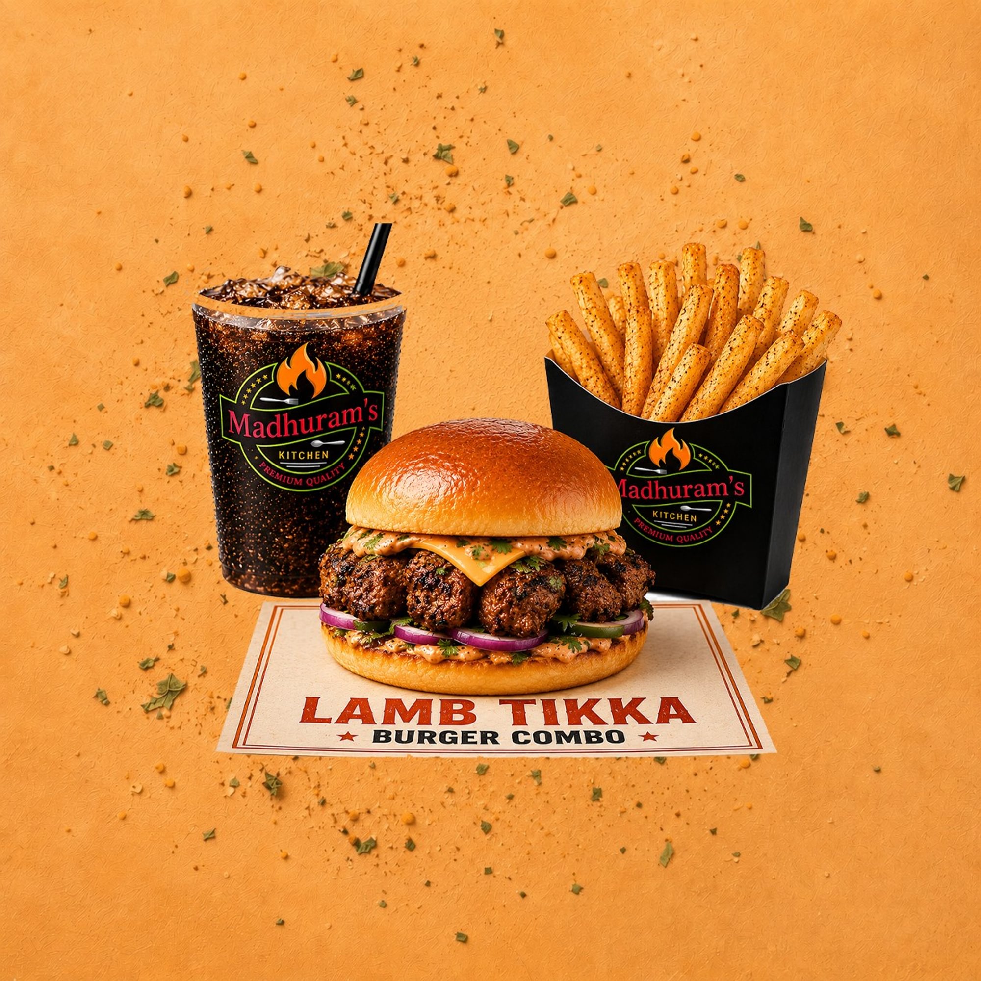Lamb Tikka Burger Combo