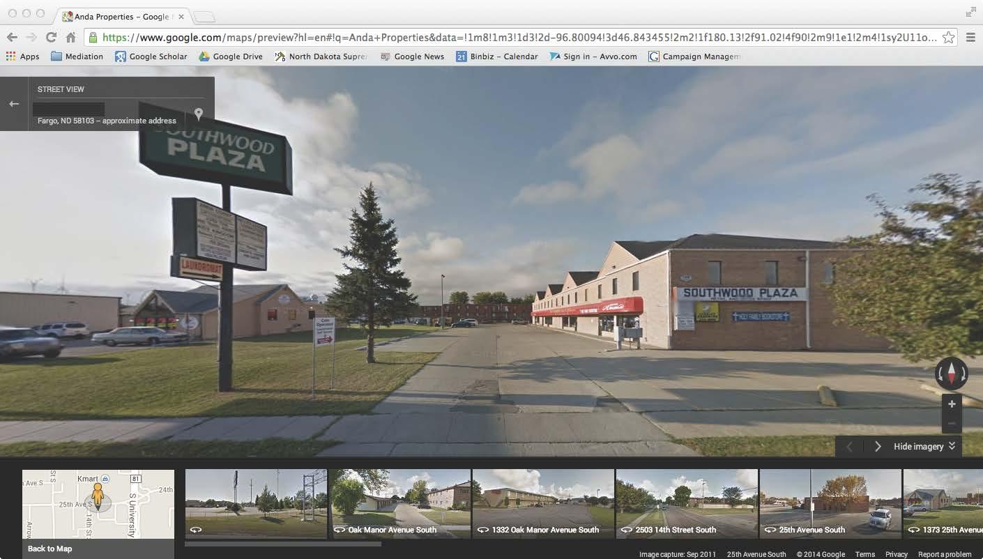 My office is in the Southwood Plaza Building, 1336 25th Avenue South, Fargo just south of the South University K-Mart.