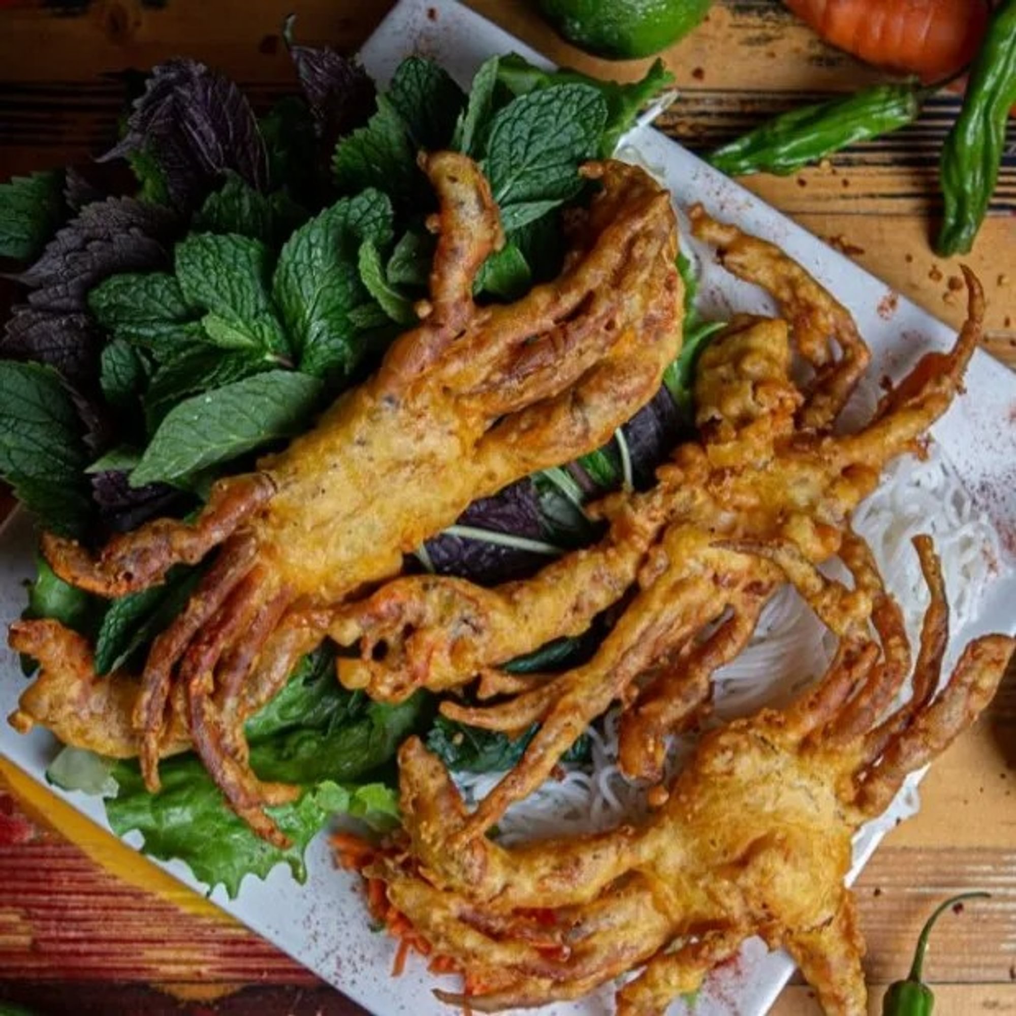 Soft Shell Crab with Veg (3) (Cua Lot)