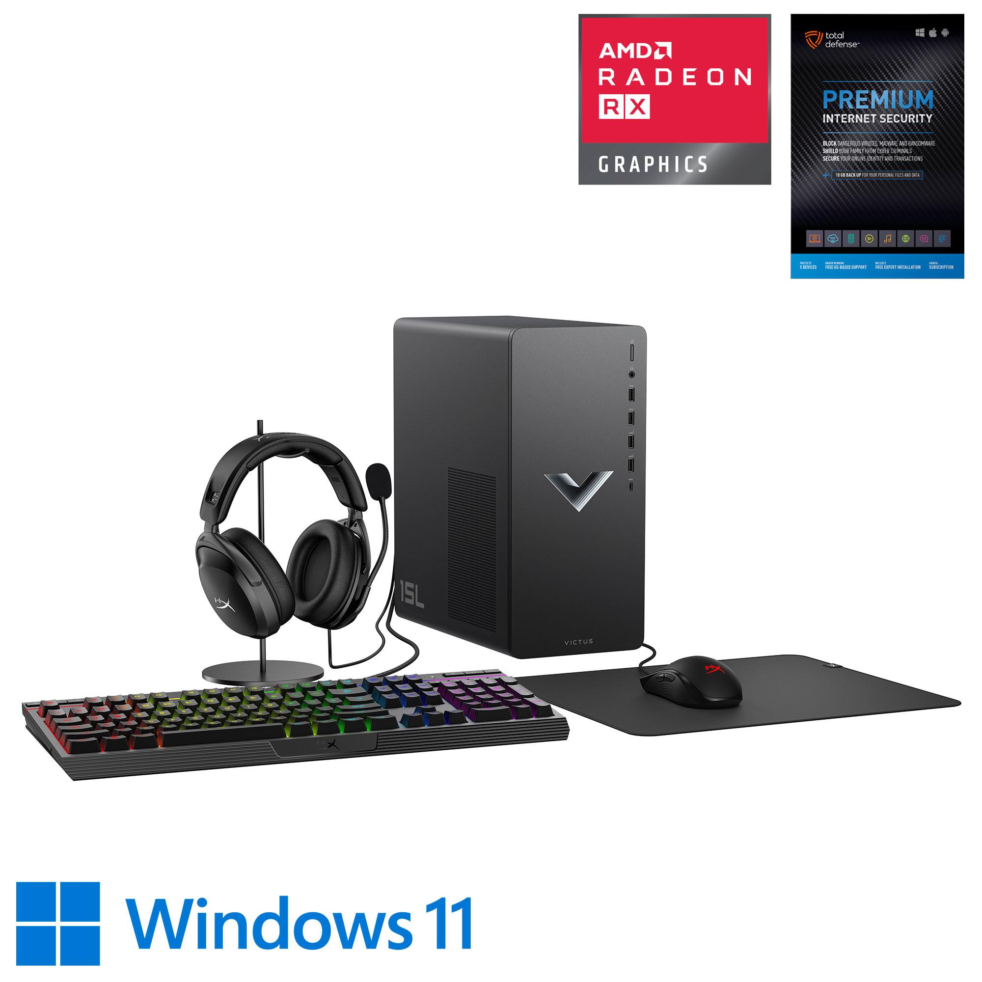 HP Victus Gaming Desktop Bundle w/ 512GB SSD, 8GB RAM, Peripherals, & Total Defense Internet Securit