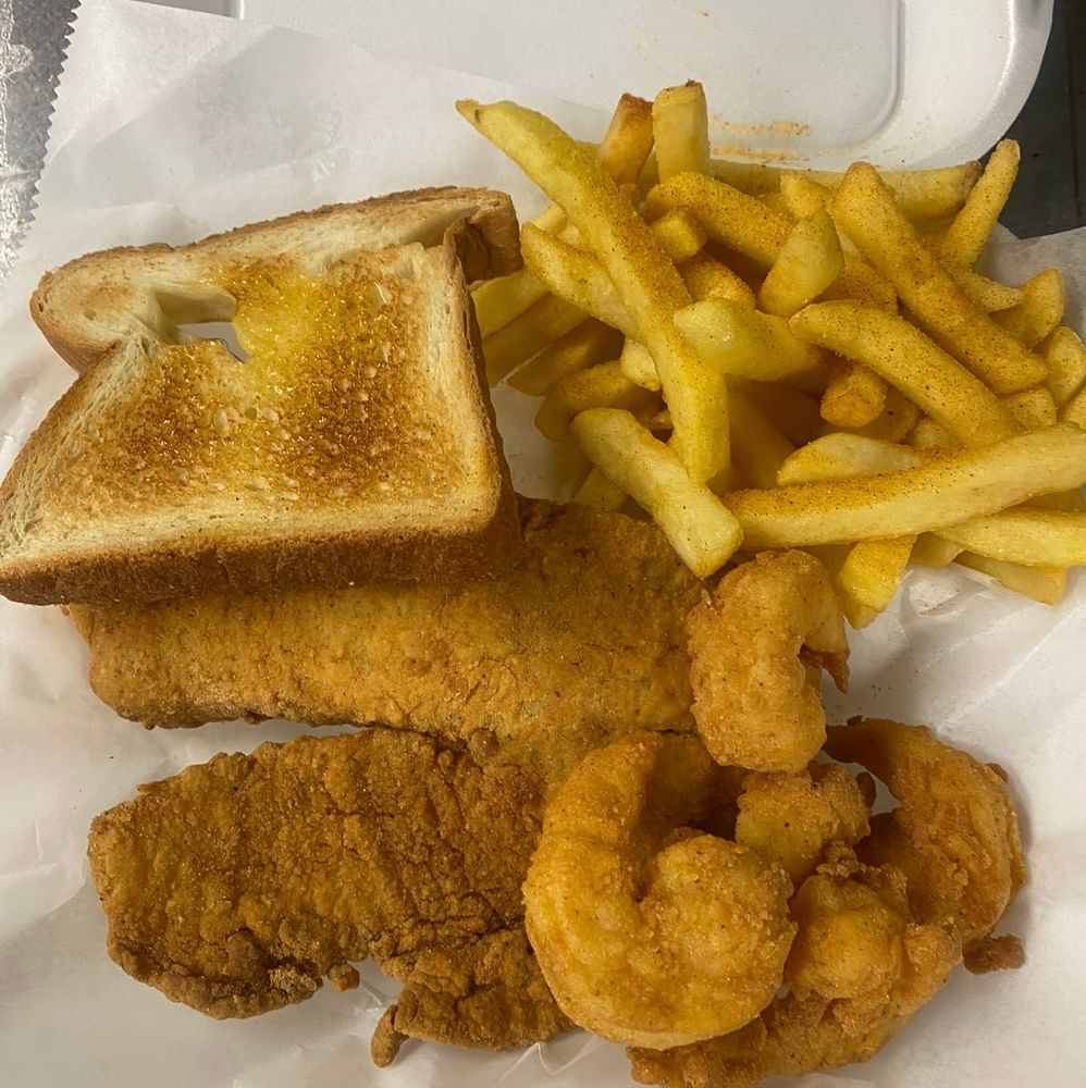11am-4PM Lunch Special (1 Sm Tilapia, 5 MD Shrimp, One Toast, Fries and MD Drink)