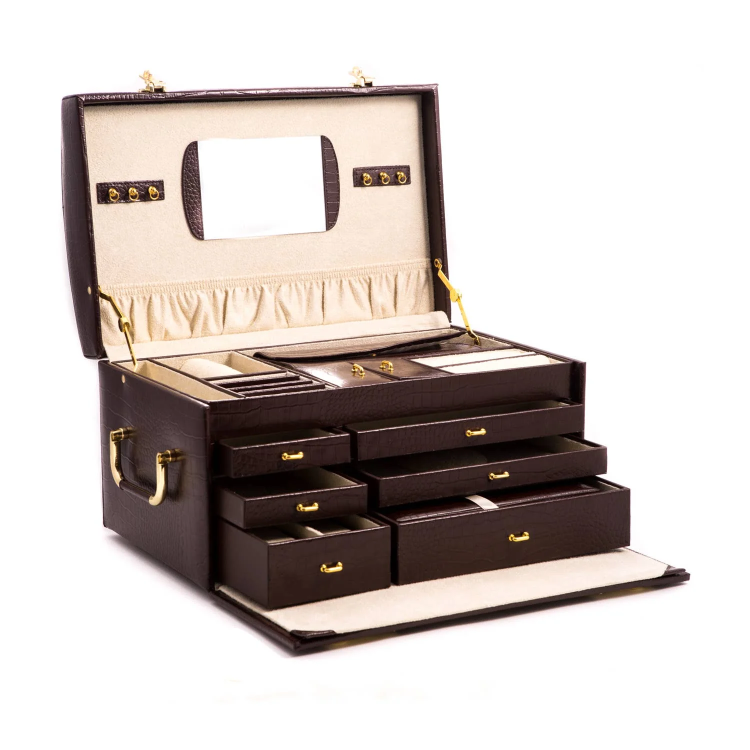 Bey-Berk "Croco" Leather Jewelry Chest