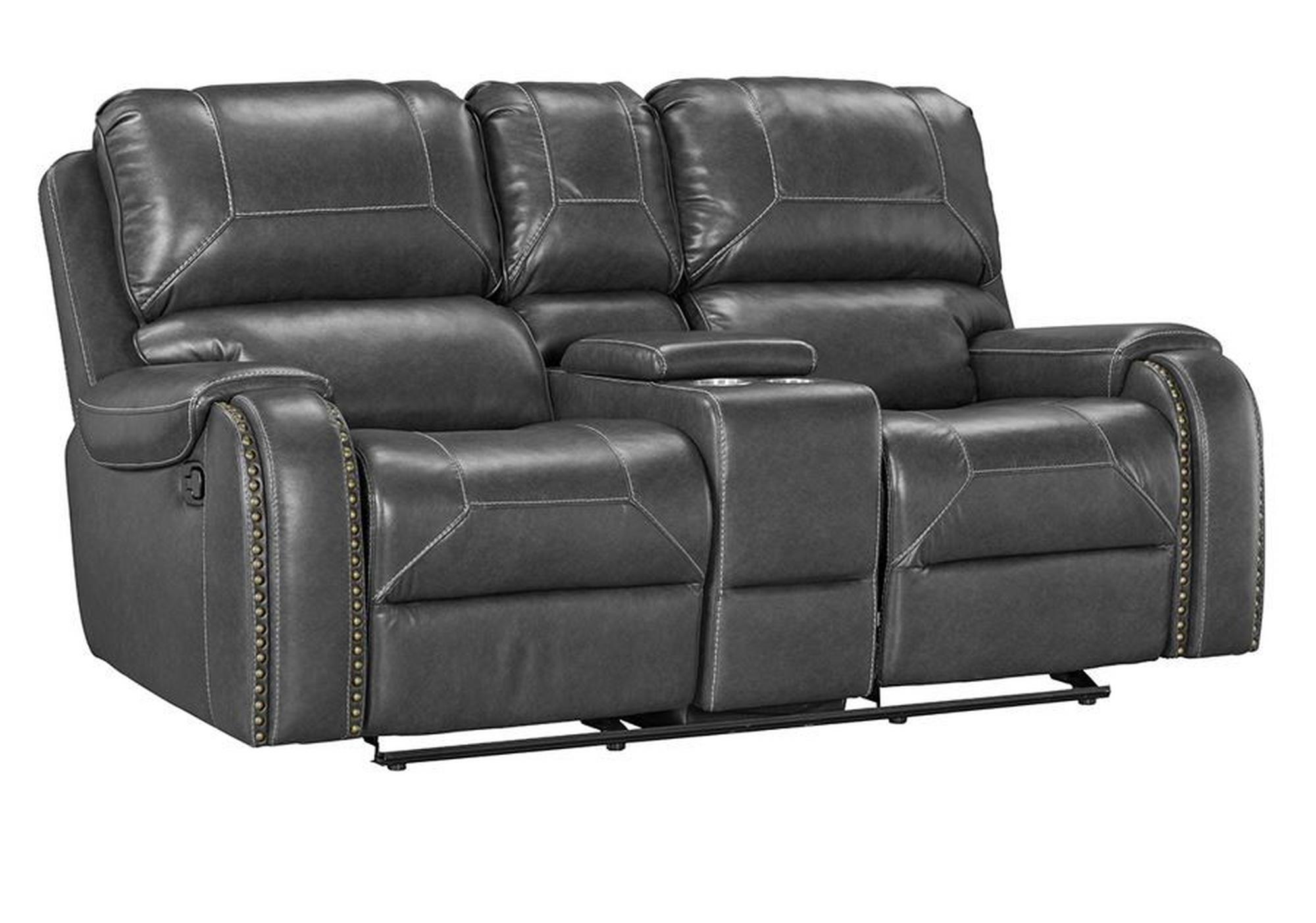 Winslow Grey Reclining Rocker Loveseat w/Console