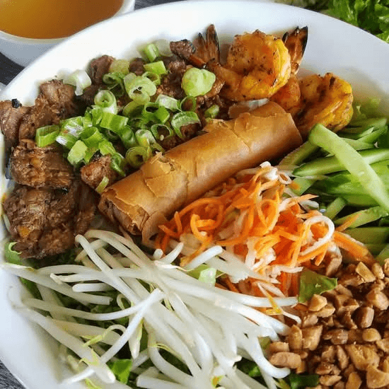 56. Vermicelli with Beef Rolls & Fried Spring Rolls / Bún Bò Lụi Chả Giò
