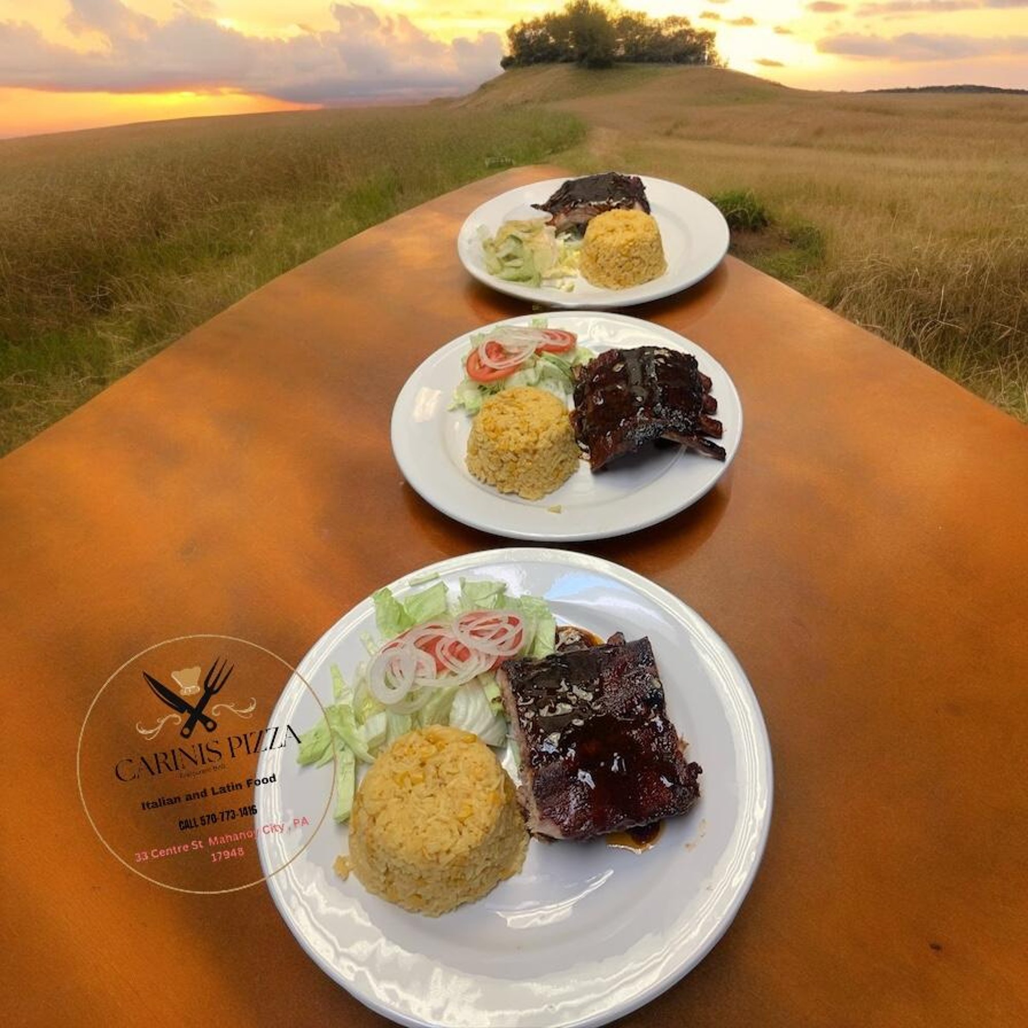 Costilla Cerdo - Pork Ribs Any Sauce con Veggie Rices and Salad