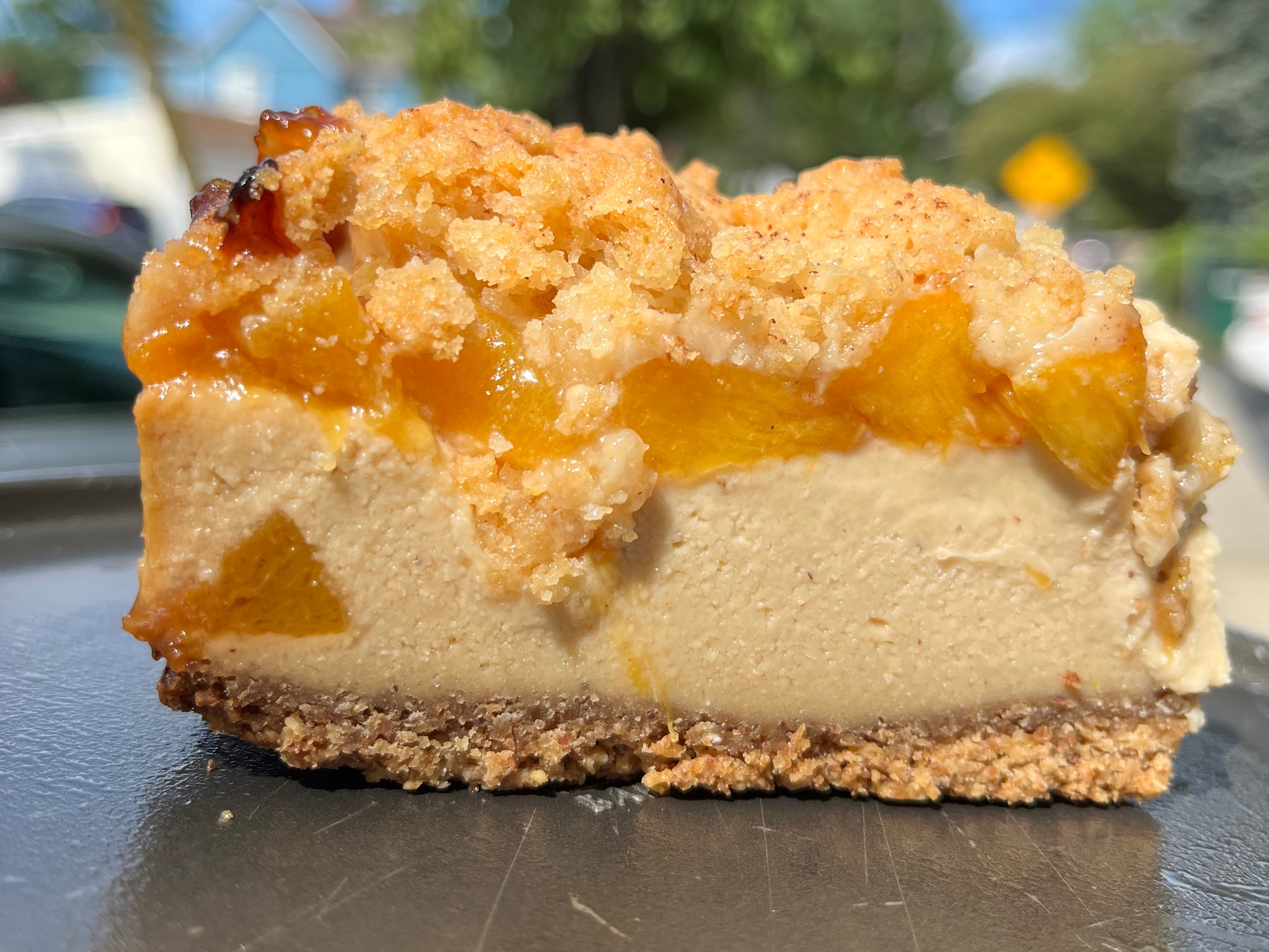Gluten Free Peach Cobbler Cheesecake Clice