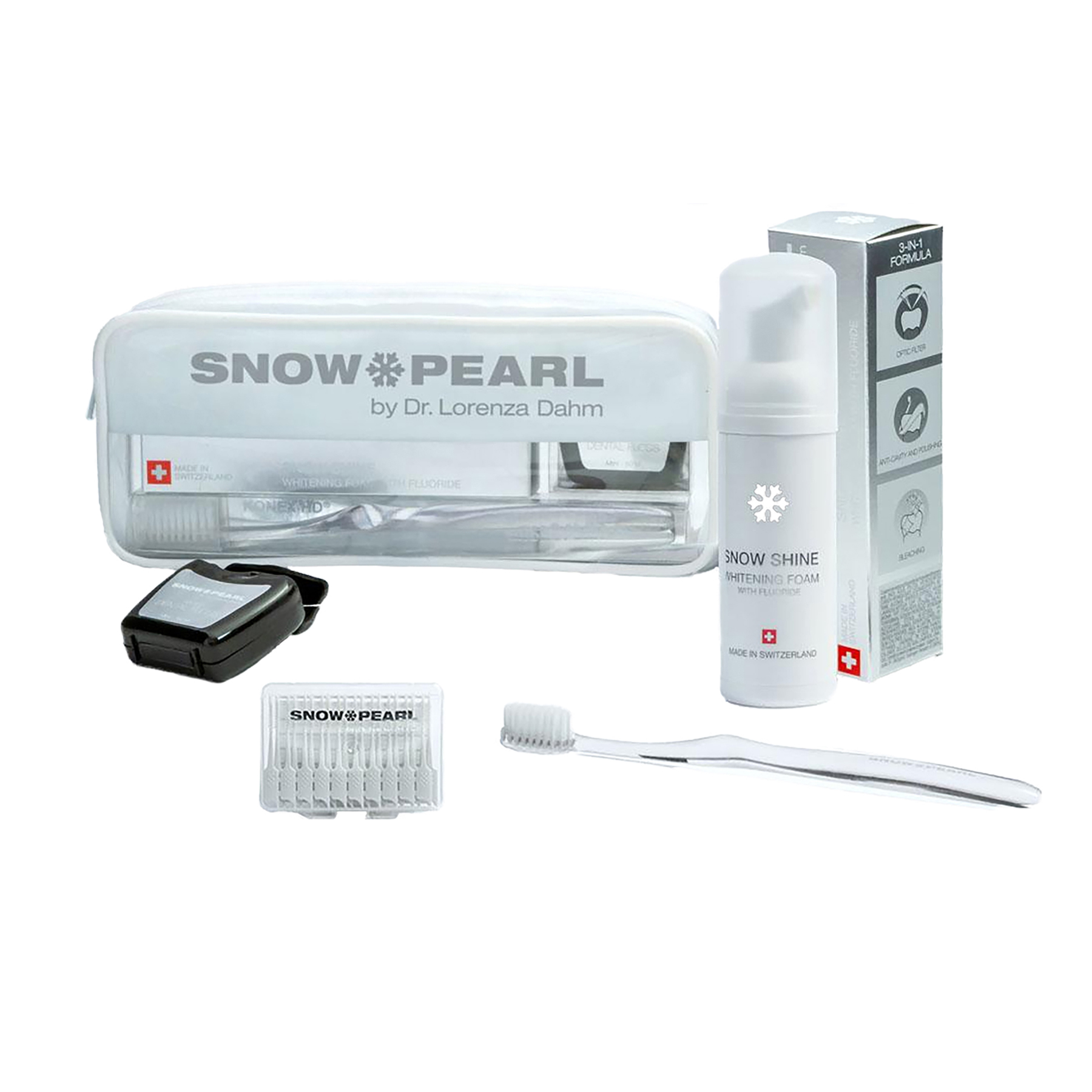 Travel Kit mit SNOW SHINE Whitening Foam Weiss