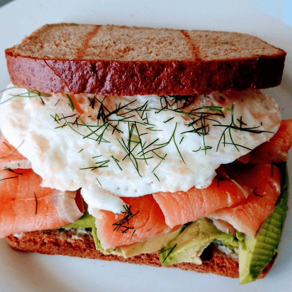 Cured Salmon, Avocado And Egg On A Toast
