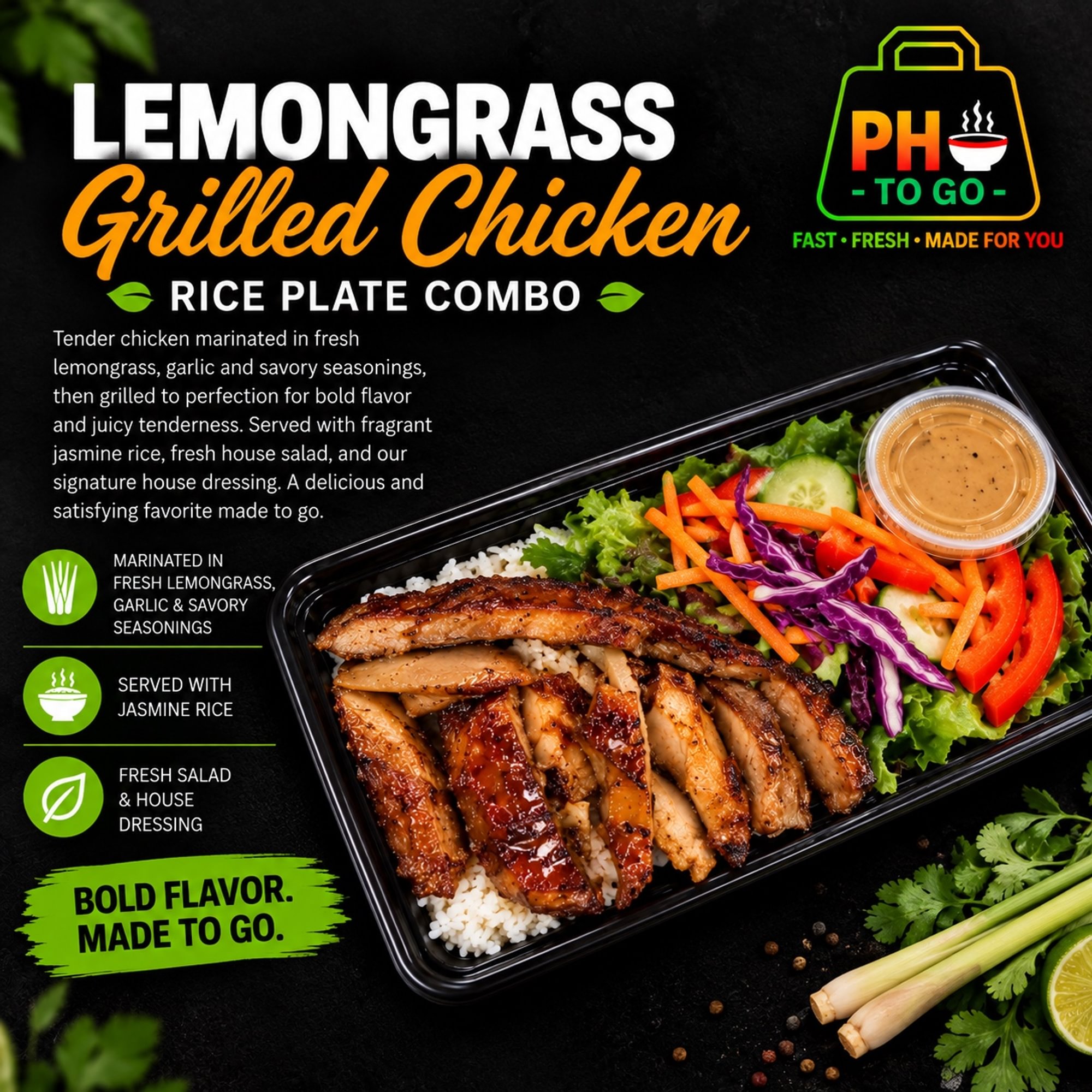 A8: Lemongrass Grilled Chicken Rice Plate Combo