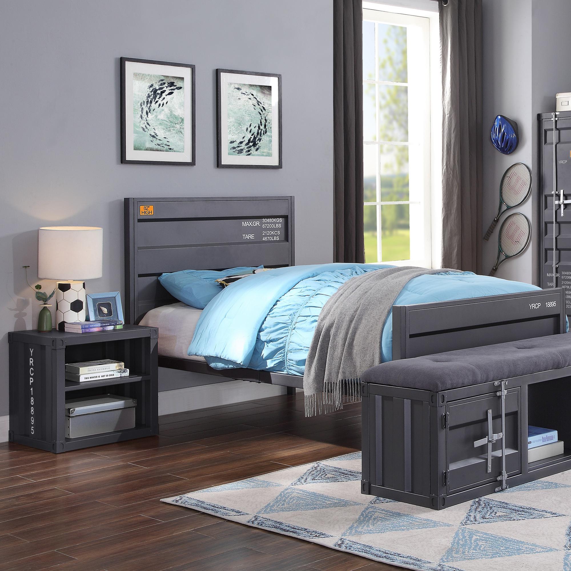 Twin Cargo Bed w/Nightstand - Gray